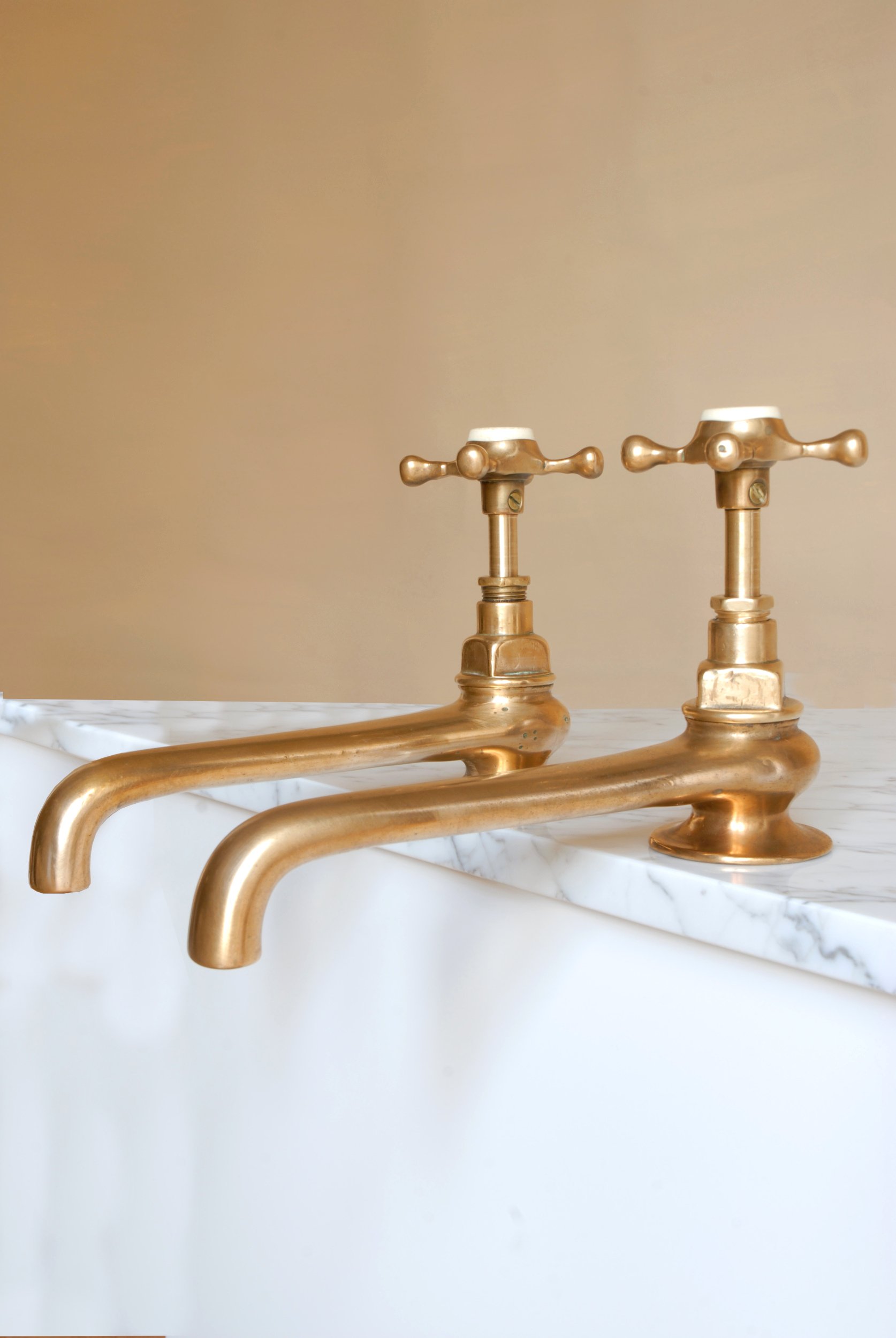 Antique Long Reach Bath Taps — Water and Wood