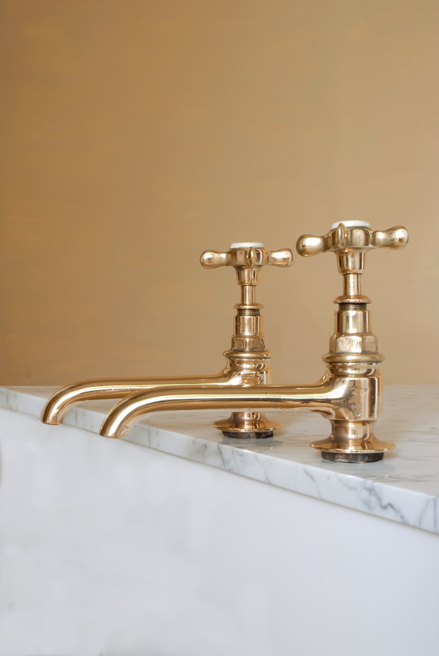 Victorian Brass Long Reach Bath Taps — Water and Wood