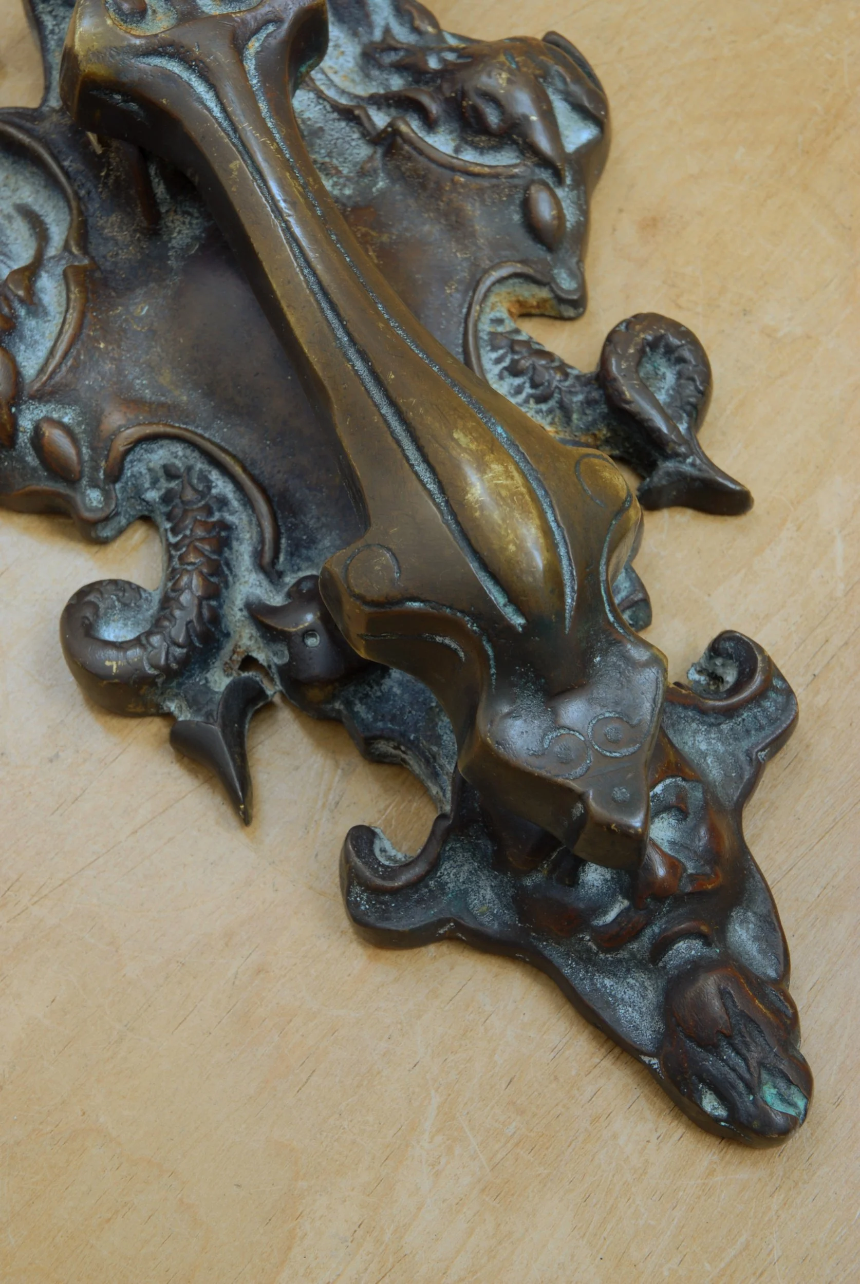 SIZED 884 French Large Door Knocker Antique.JPG