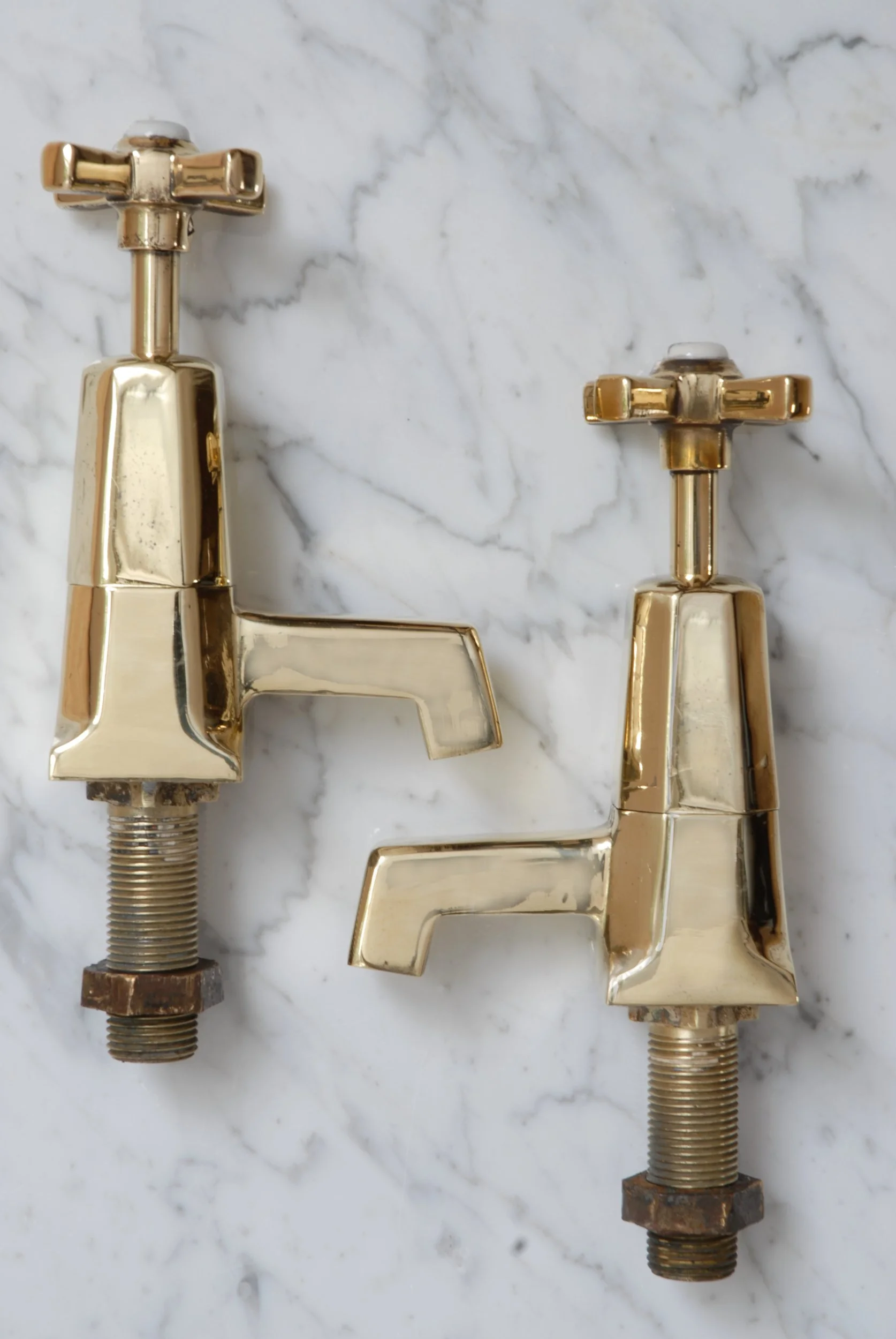 Art Deco Brass Basin Taps — Water and Wood