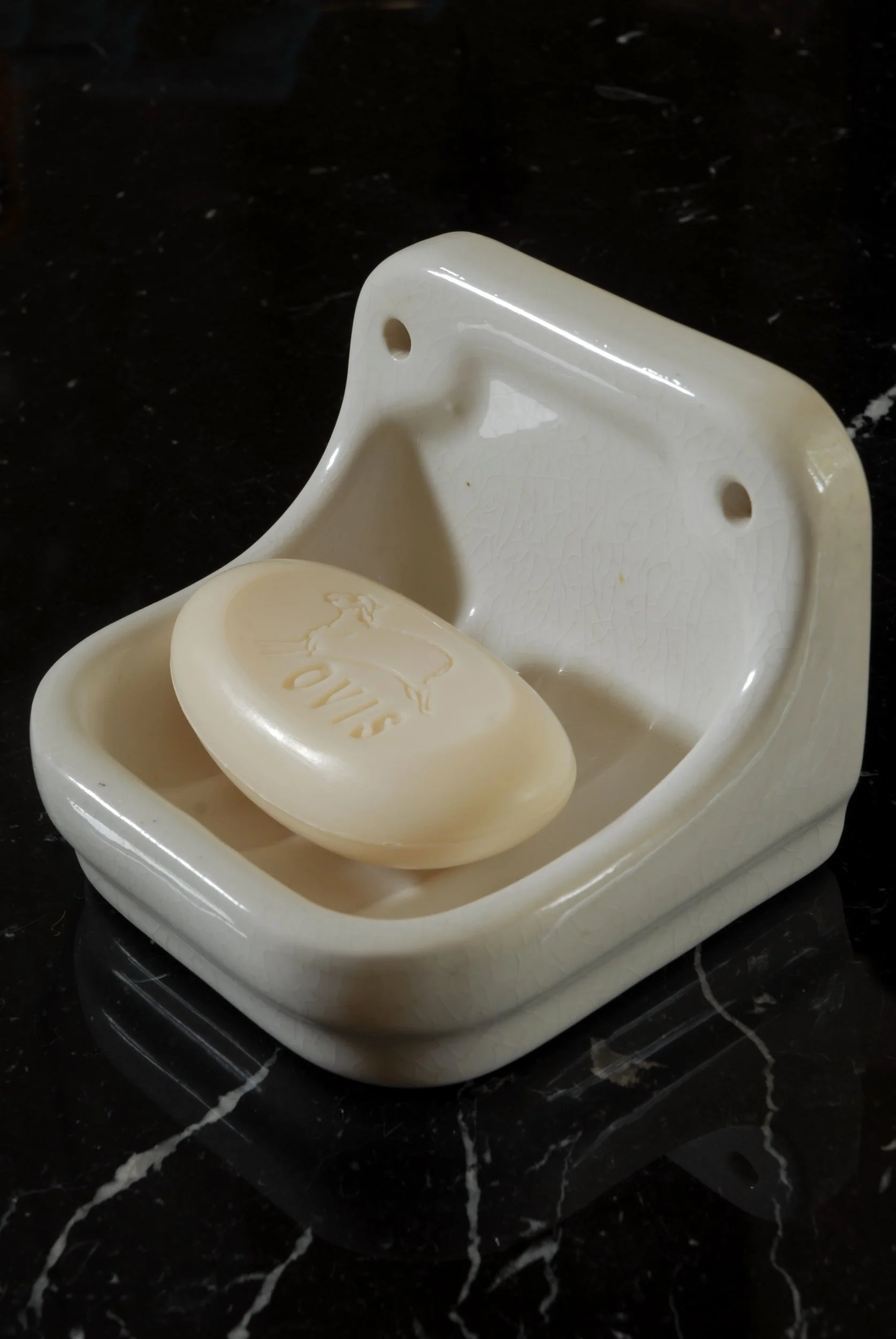 SIZED 923 Ceramic French Tile Soap Dish Waterandwood.JPG