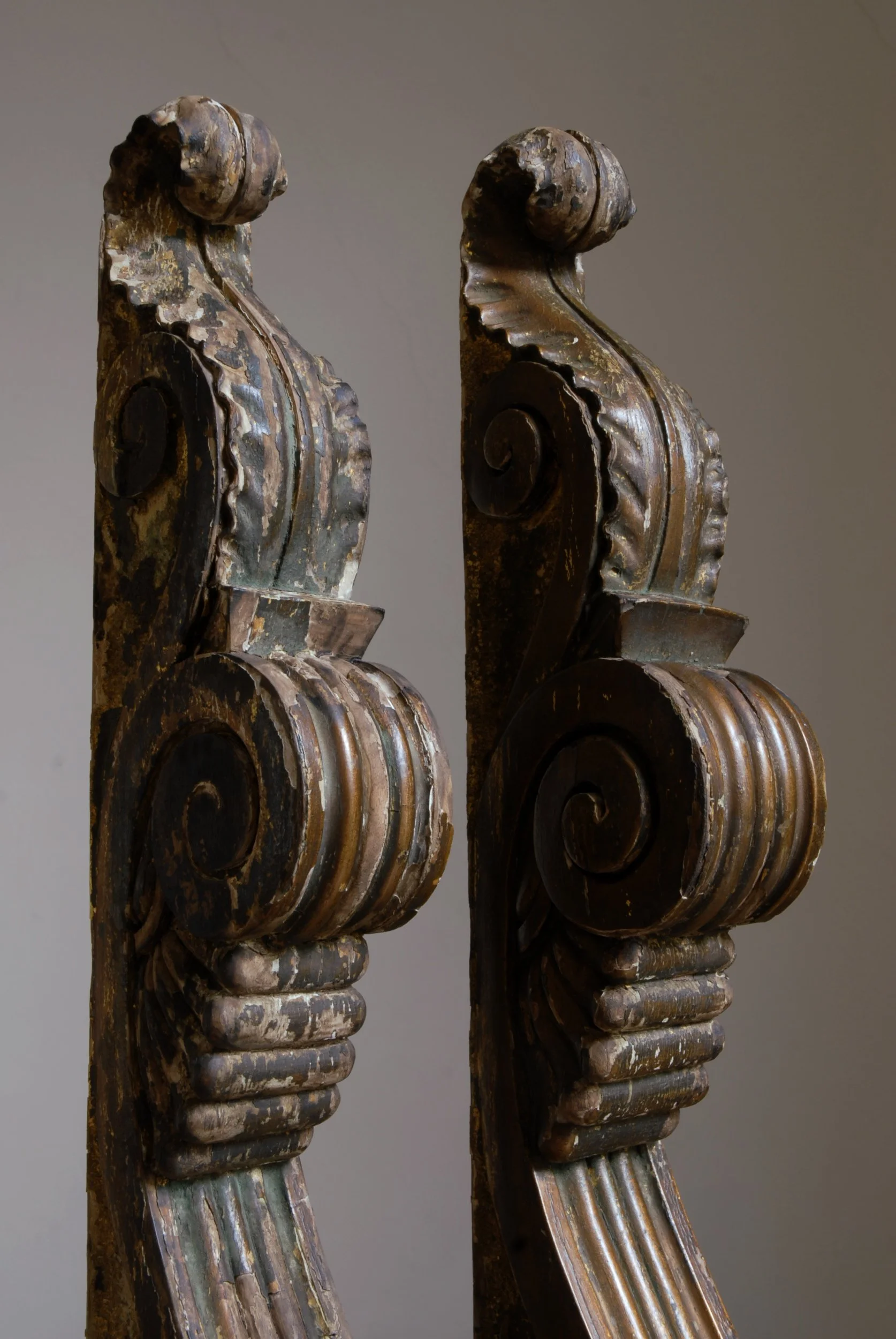 SIZED 1122 Carved Walnut Italian Polychome Brackets.JPG