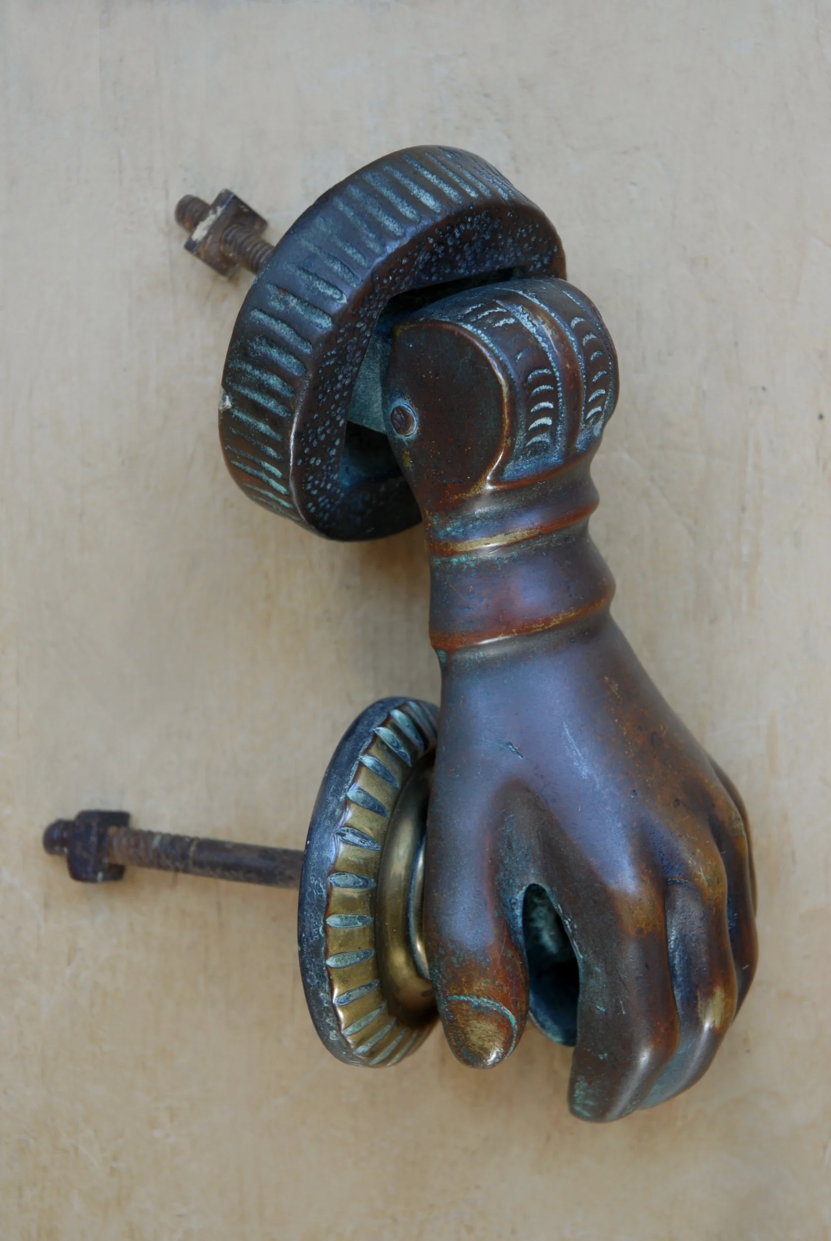 SIZED 1496 Bronze Hand Door Knocker.JPG