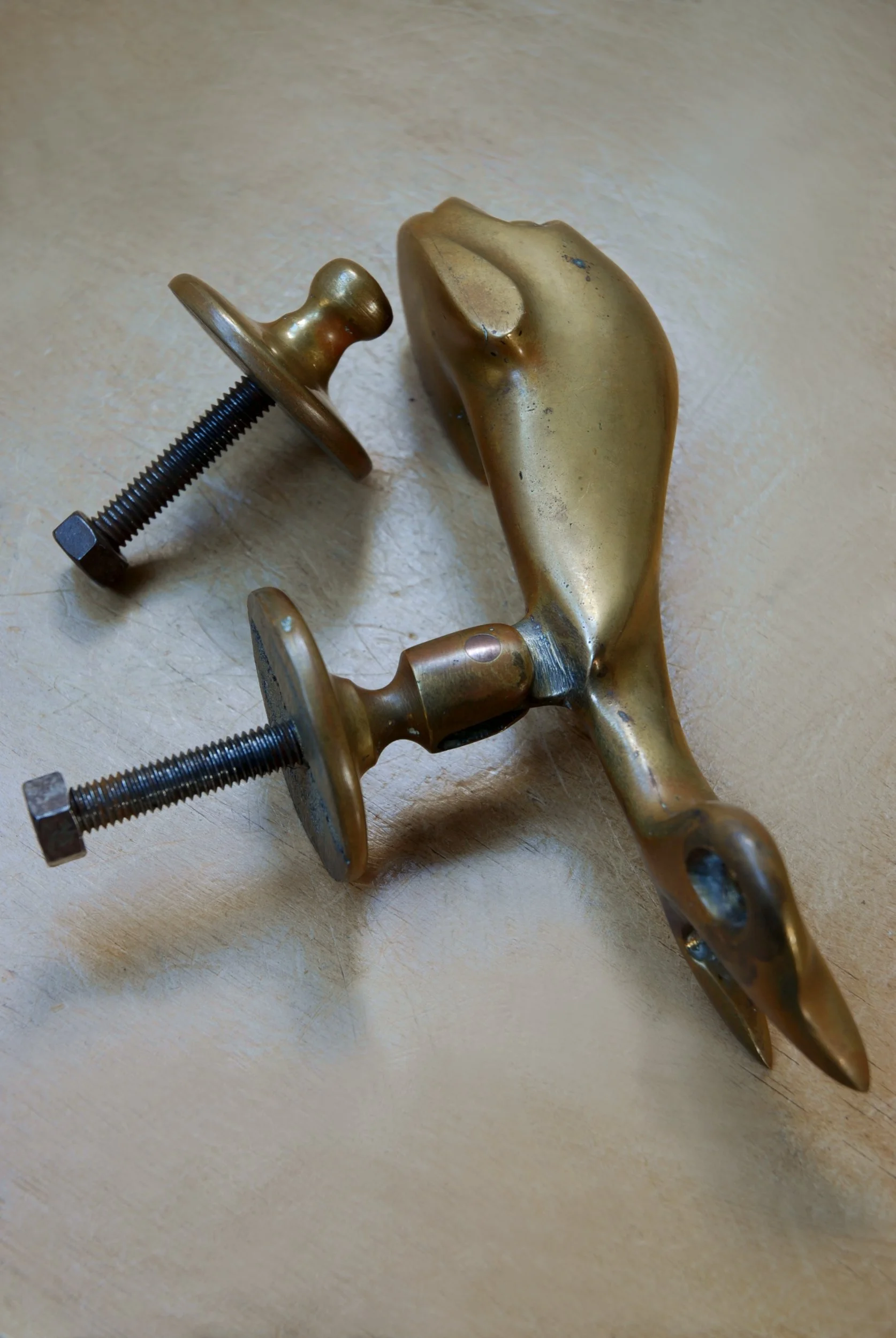 SIZED 1481 Maltese Fish Front Door Knocker Brass.JPG