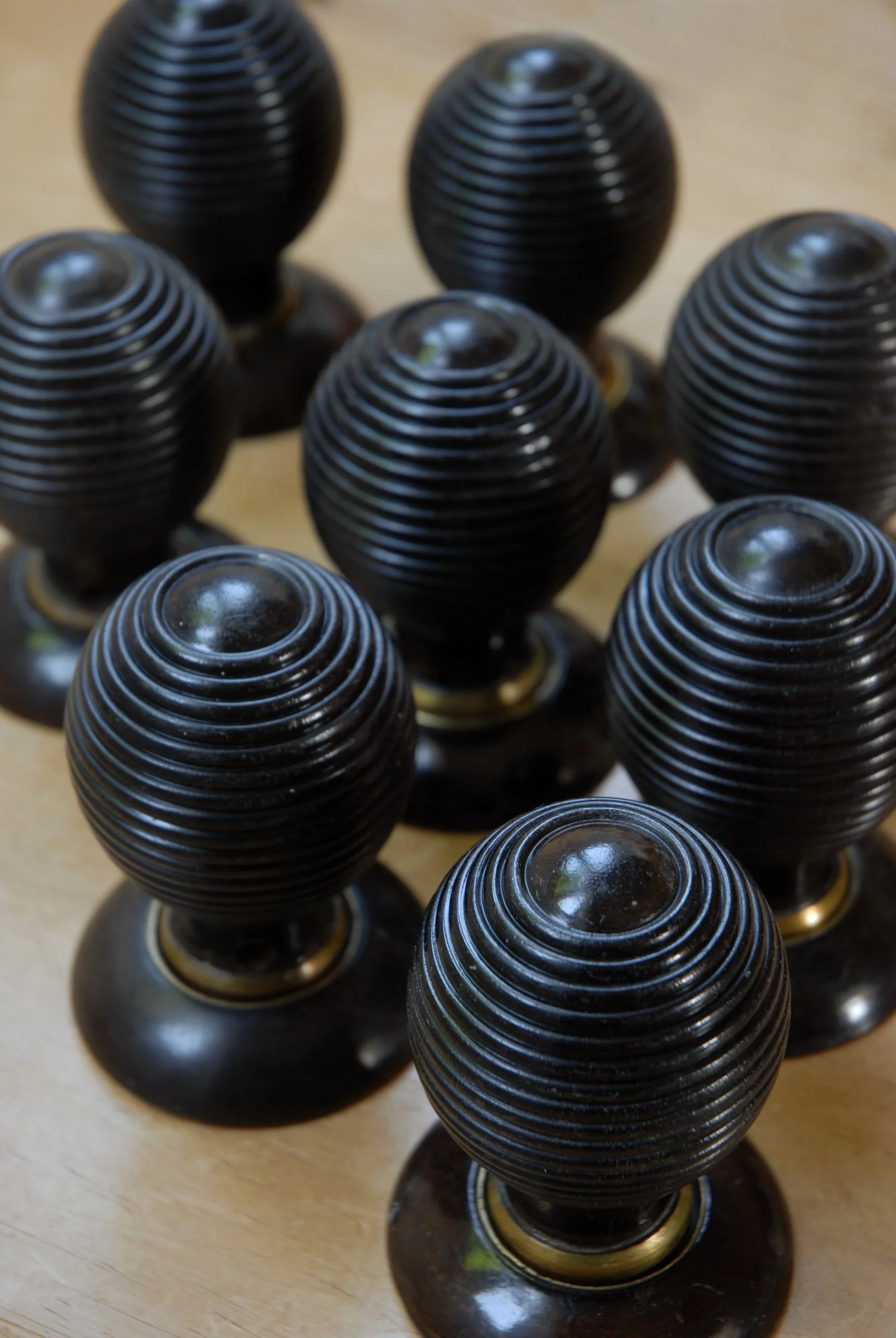 x1 Pair Ebony Beehive Antique Handles - 4 Available