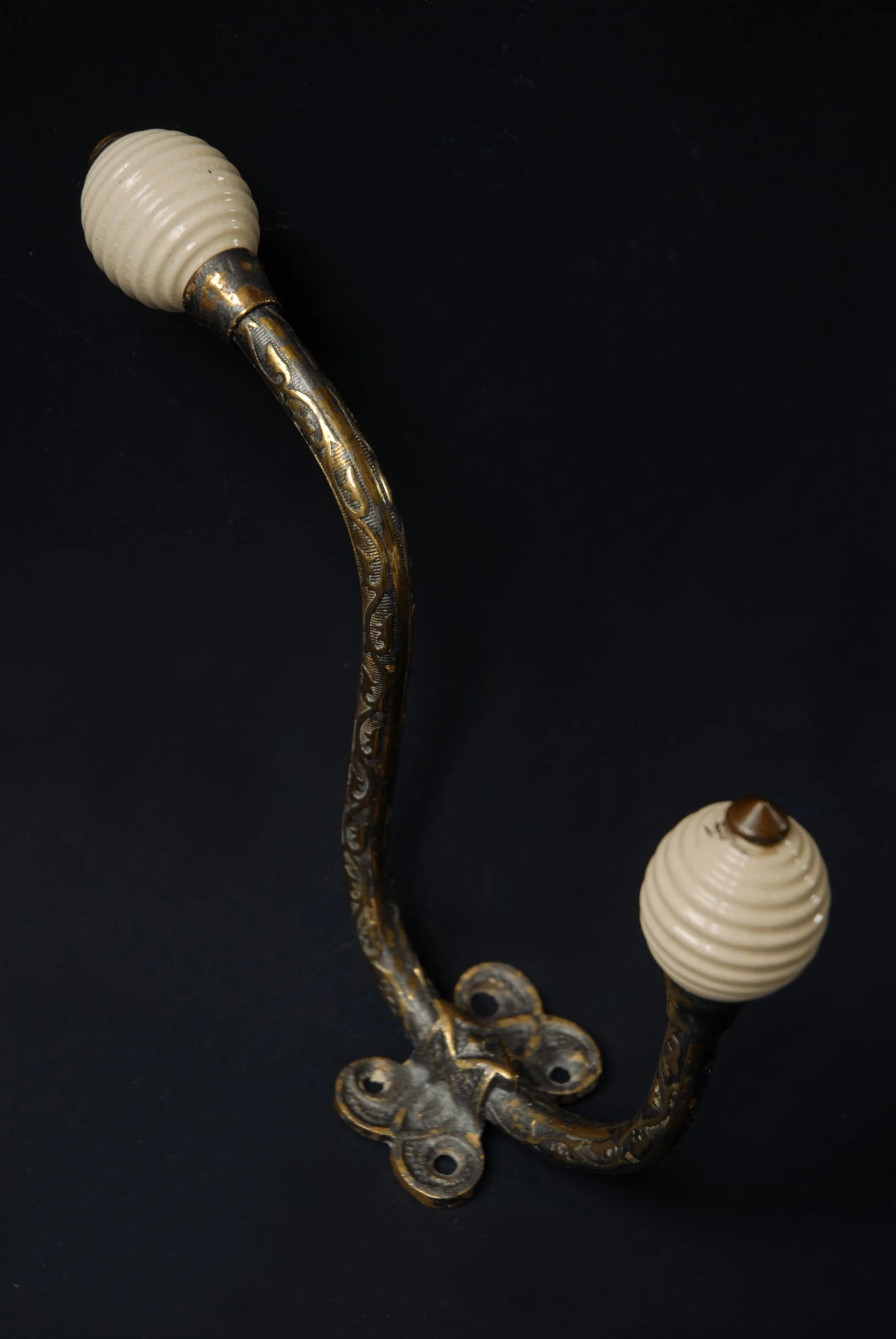 SIZED 1547 Victorian Brass Ceramic Coat Hook.JPG