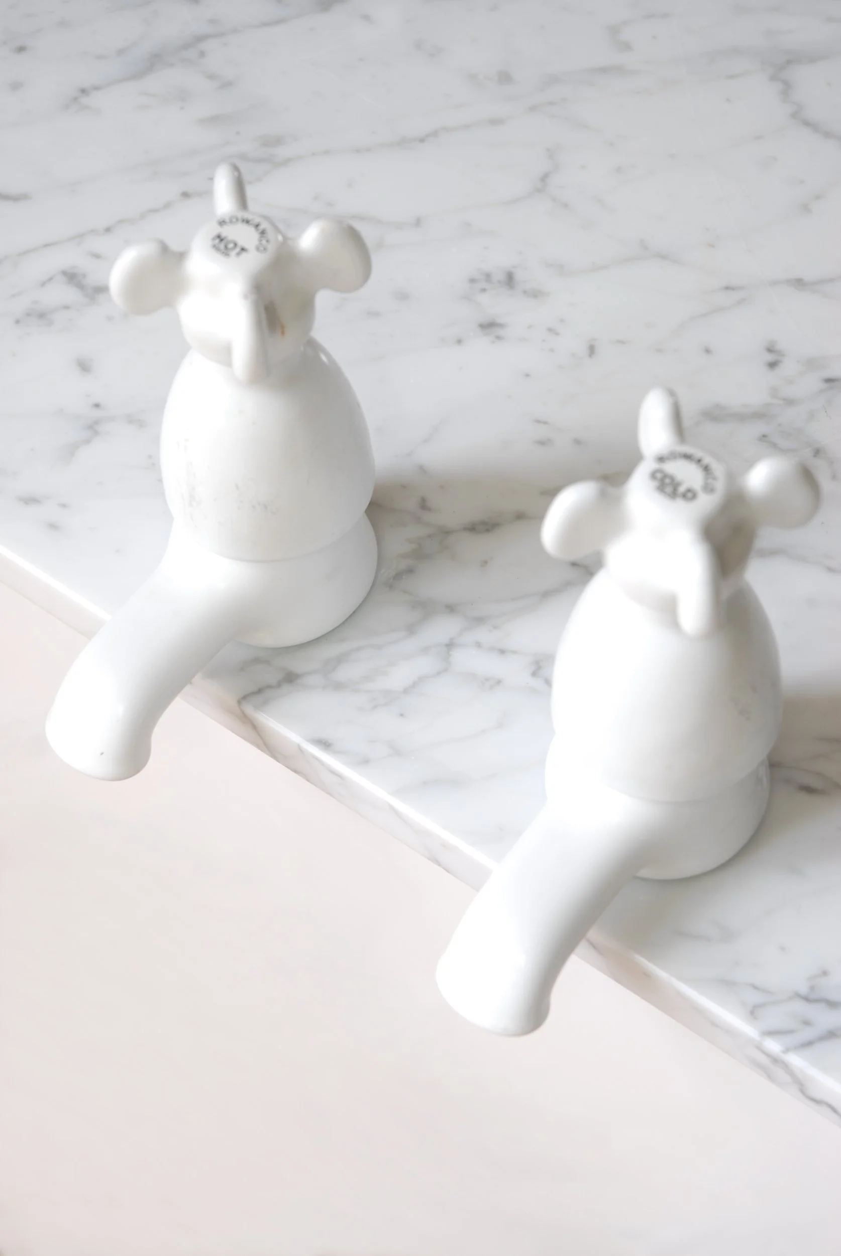 White Enamel Basin Taps