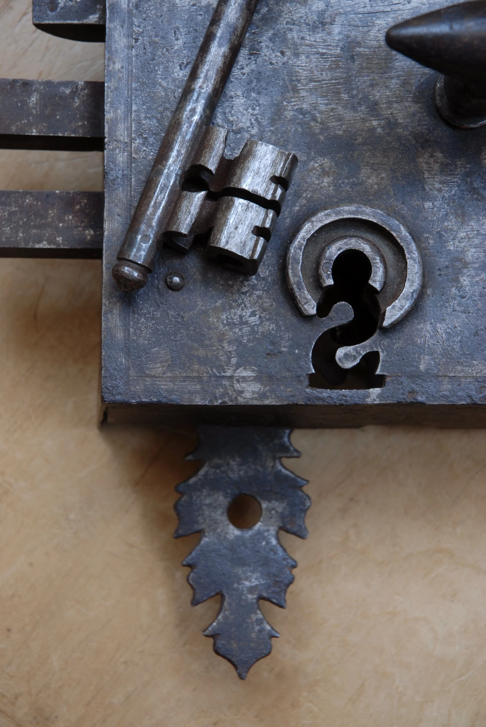 SIZED 1375 Antique Steel Lock And Key.JPG