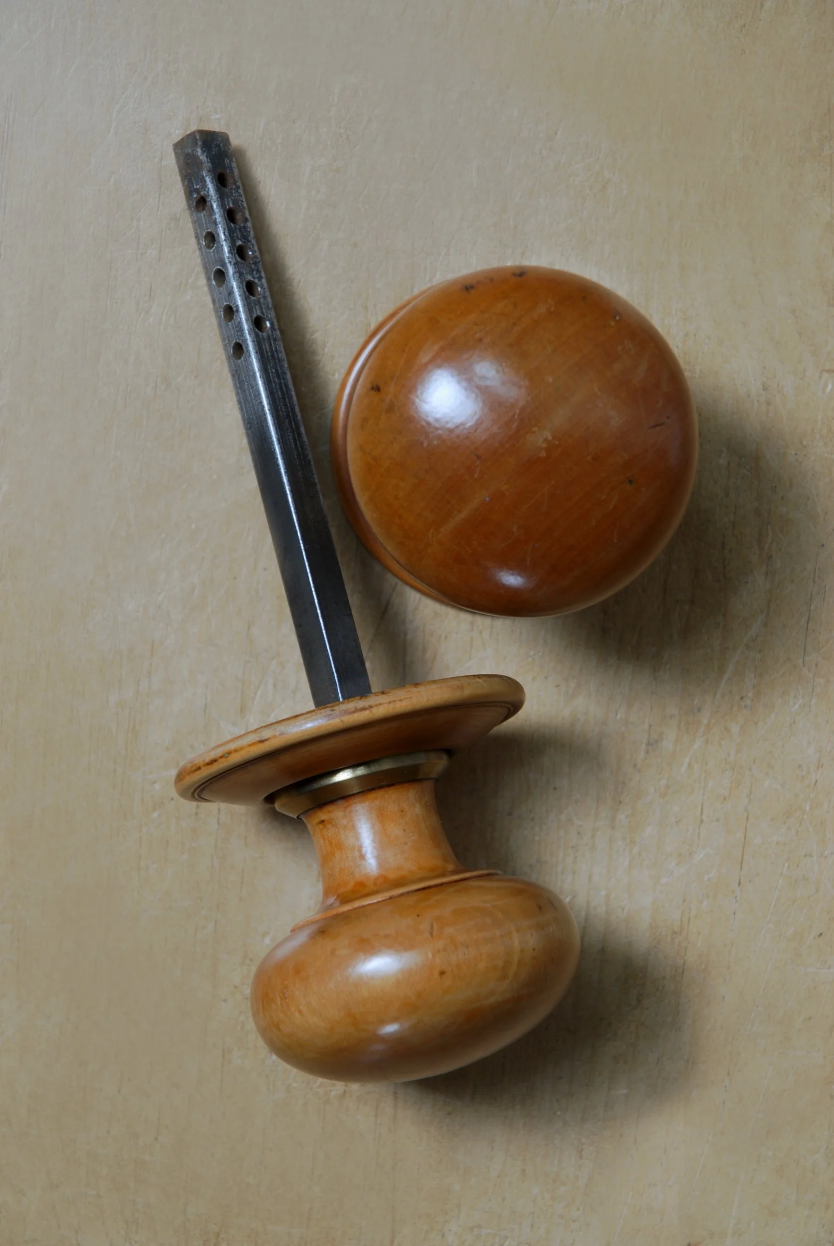 SIZED 1566 Antique Wooden Door Knob.JPG