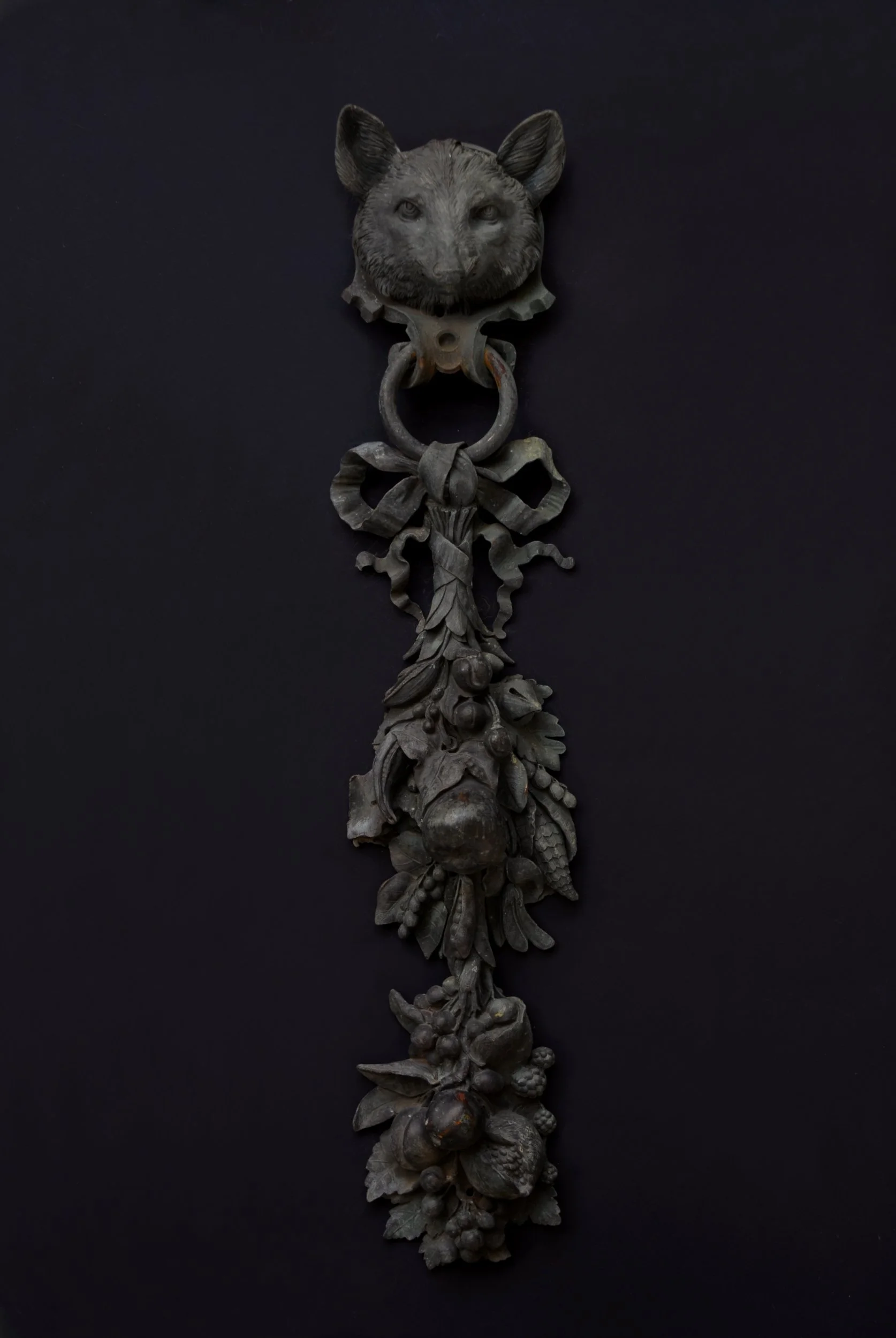 SIZED 1550 Cast Bronze Fox Head Victorian.JPG