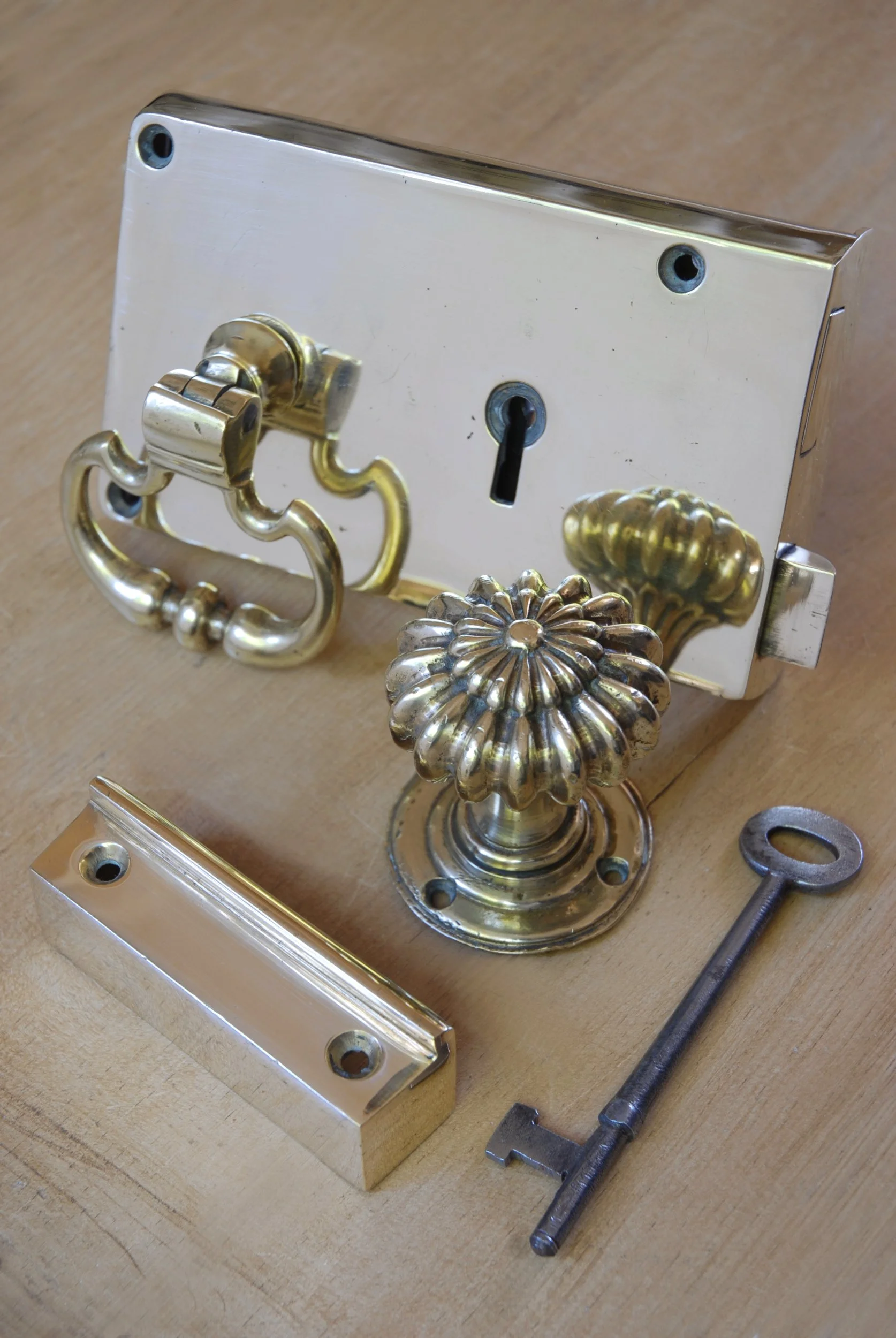 Antique Brass Rim Lock Set