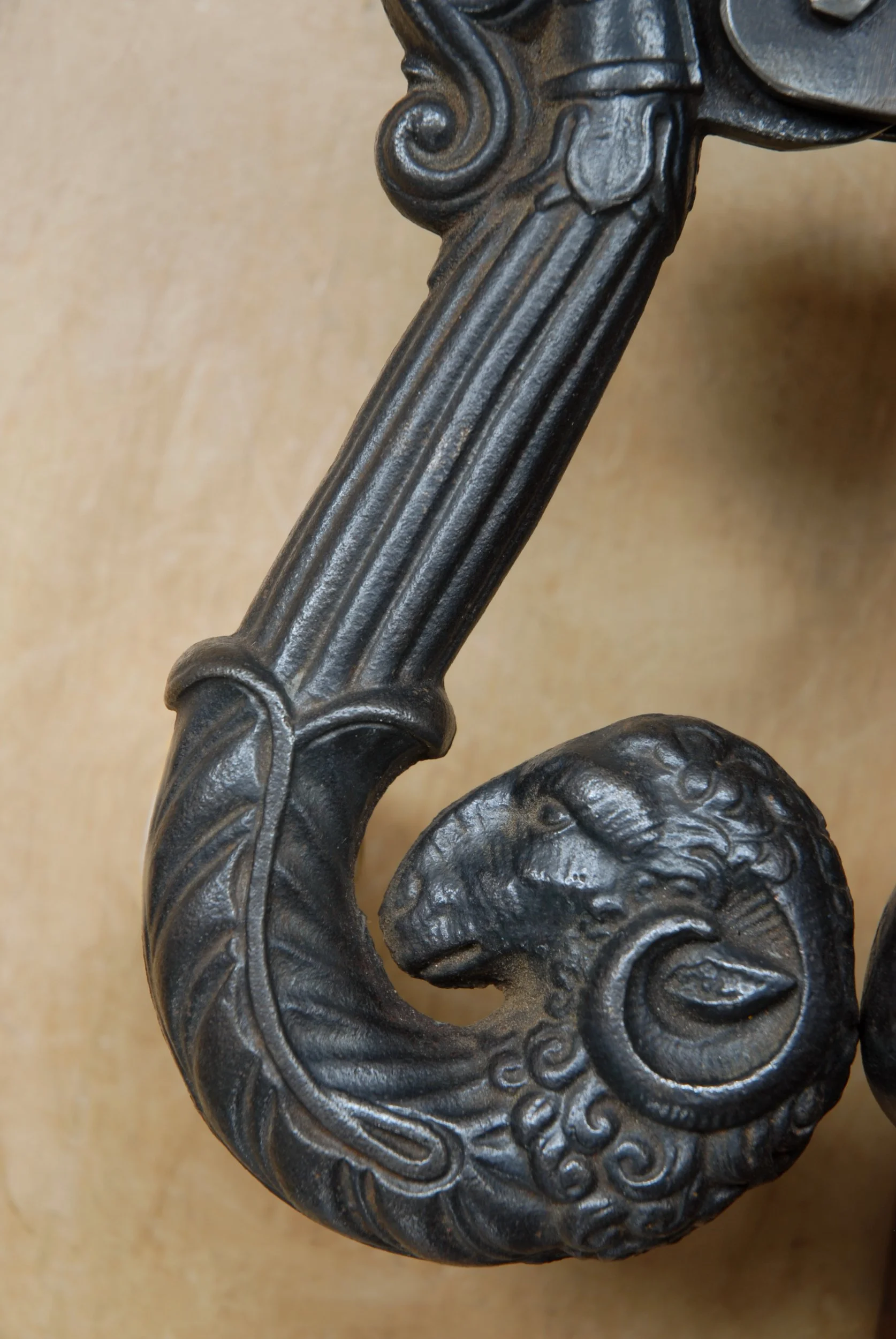 SIZED 1377 Rams Head Antique Door Knocker.JPG