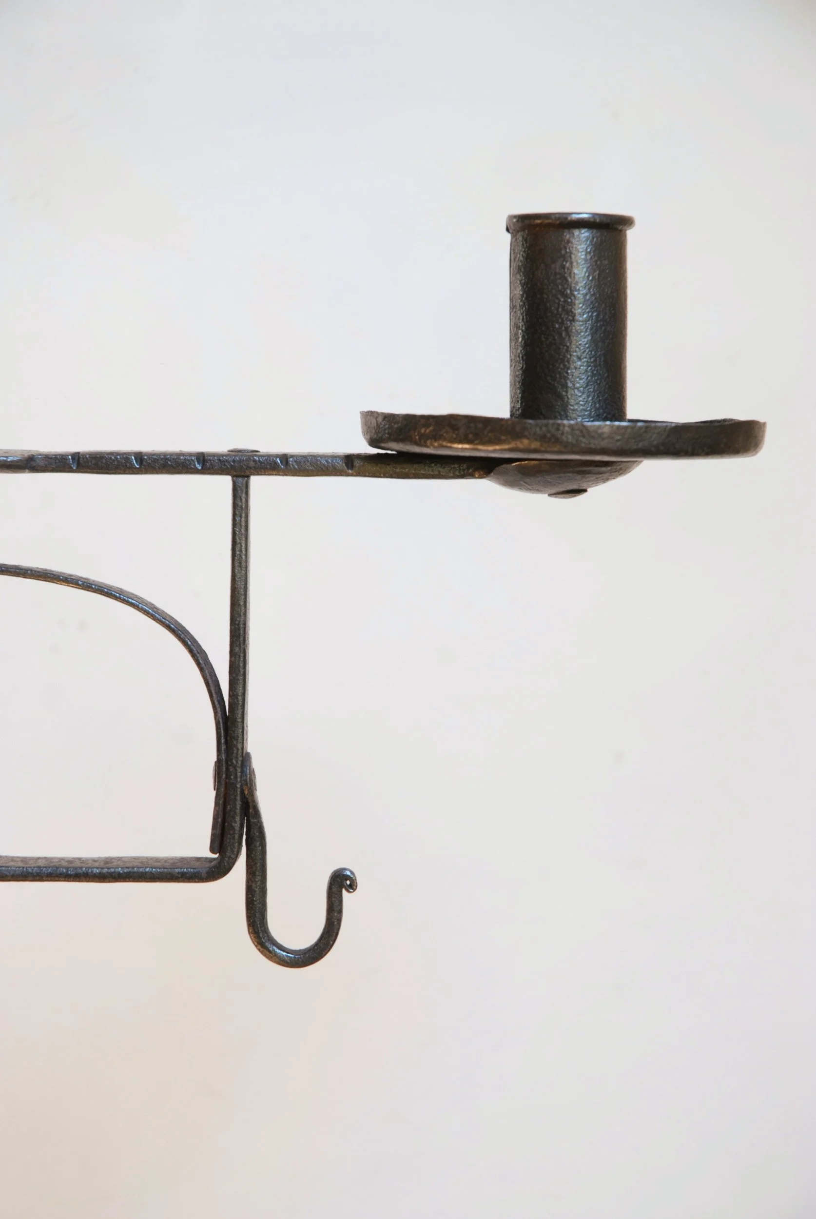 SIZED 1393 Swedish Iron Candle Holder Antique.JPG