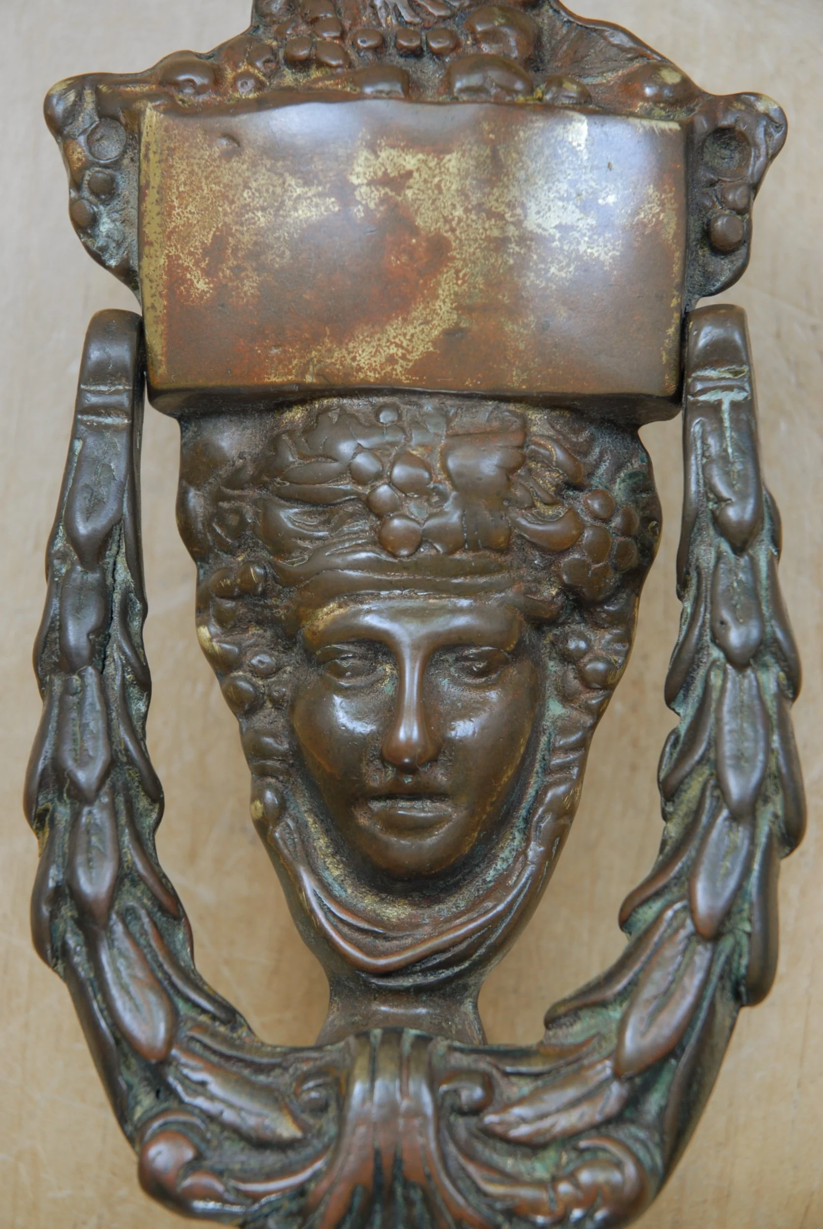 SIZED 1428 Brass Ladies Face Door Knocker.JPG