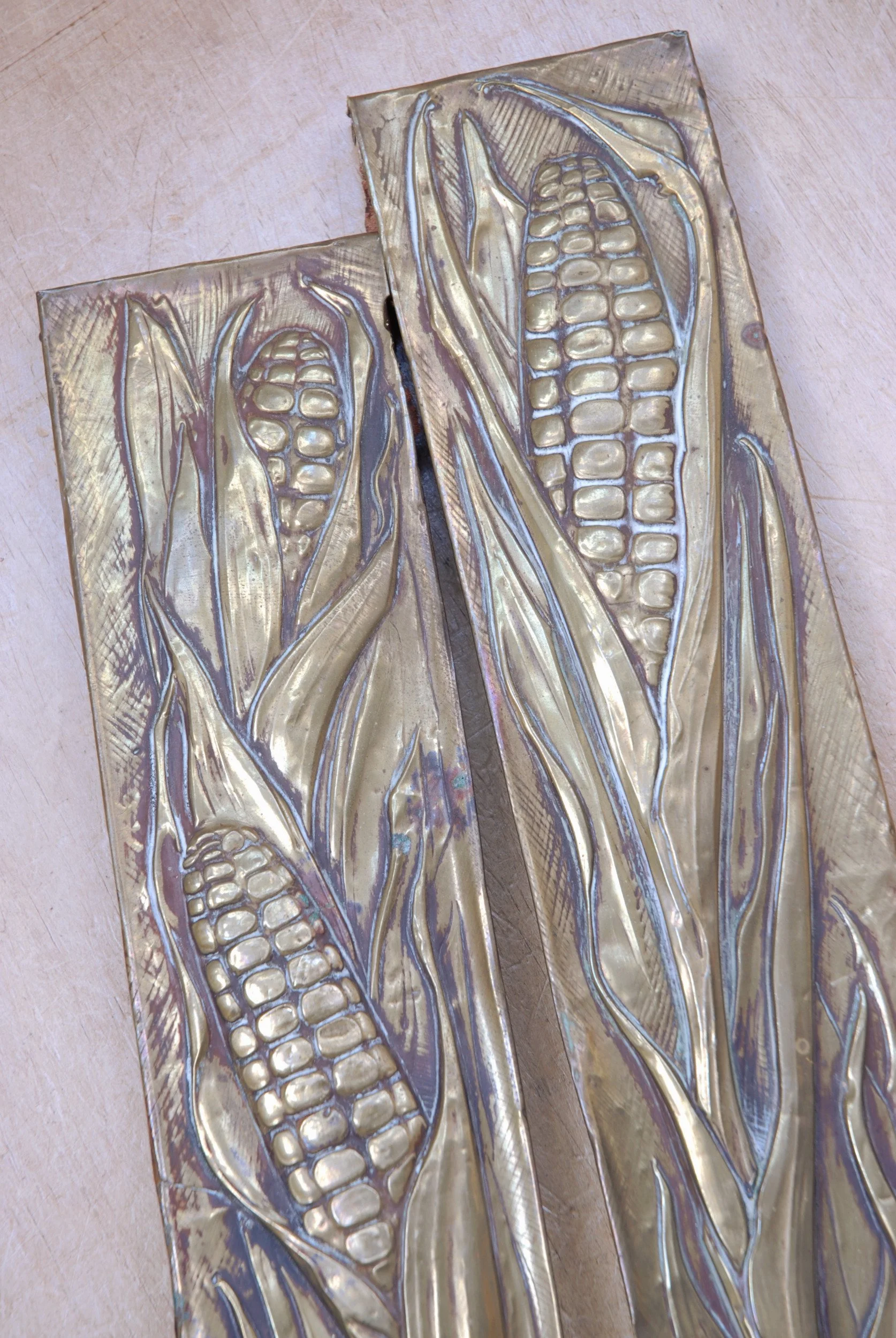 Pair Of Pressed Brass Plates