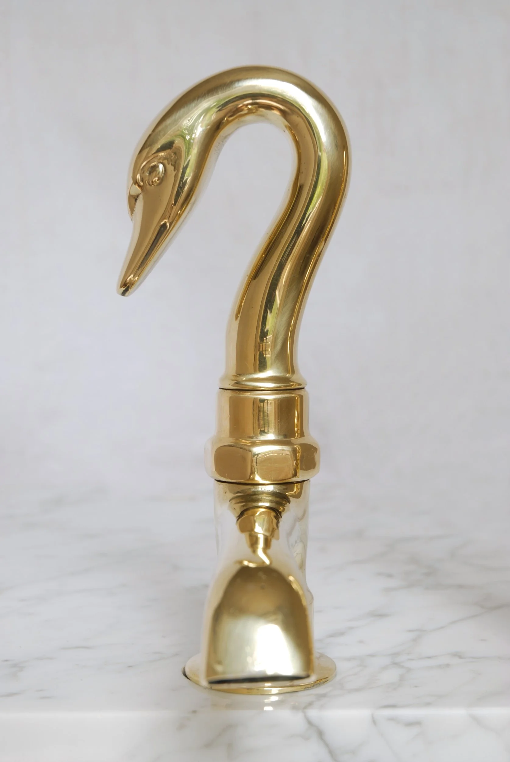 SIZED 1570 Brass Swan Basin Taps Antique.JPG