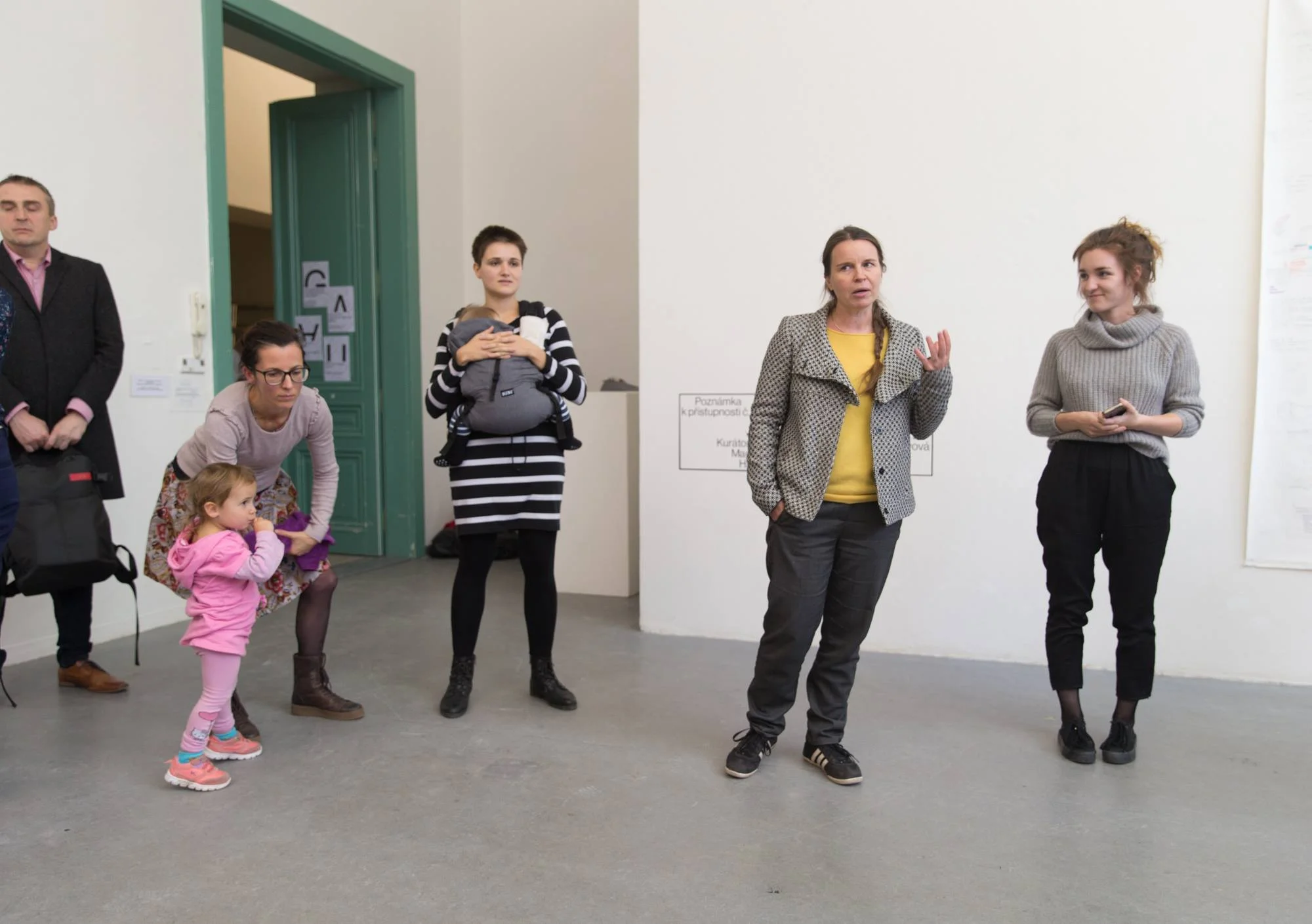 from left: Hana Chmelikova, Radka B. Doubravova, Pavlina Morganova, the Provost of Academy of Fine Arts in Prague, introducing the exhibition at the opening, curator Magdalena J. Hartelova