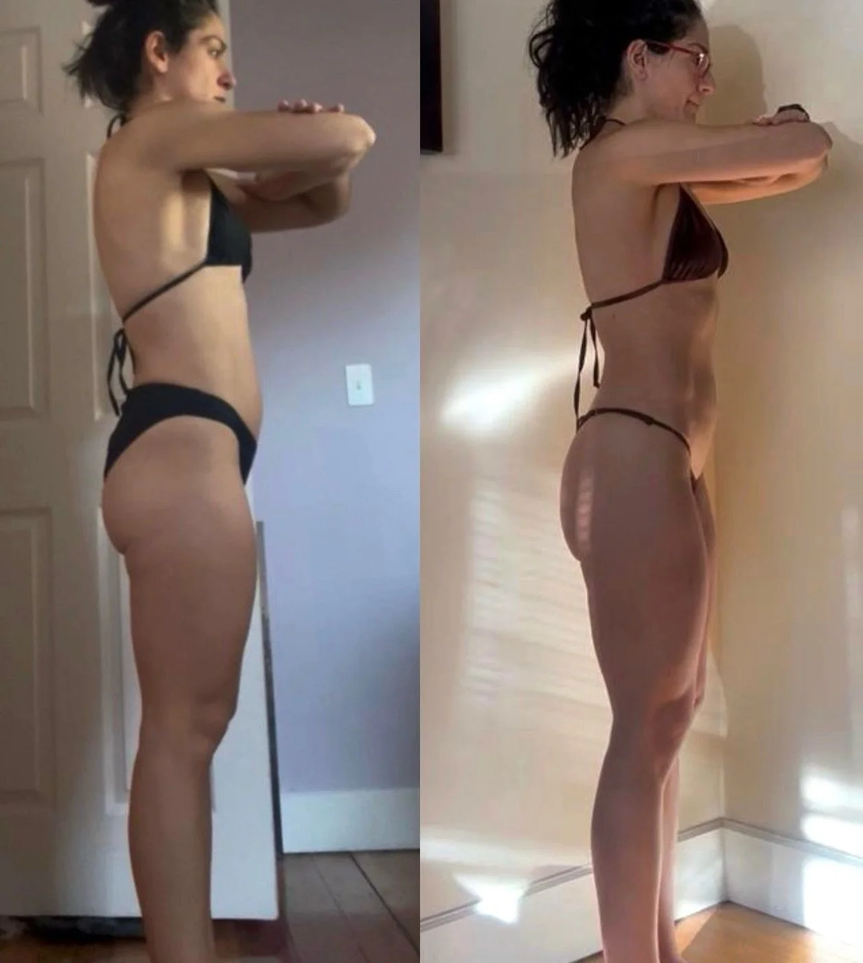 3 months of work for @amanda_leigh_h !

We&rsquo;re seeing great composition changes! She&rsquo;s about the same weight in both photos but much tighter all over with more quad and glute mass.

We&rsquo;re doing a little digging into her GI health at 