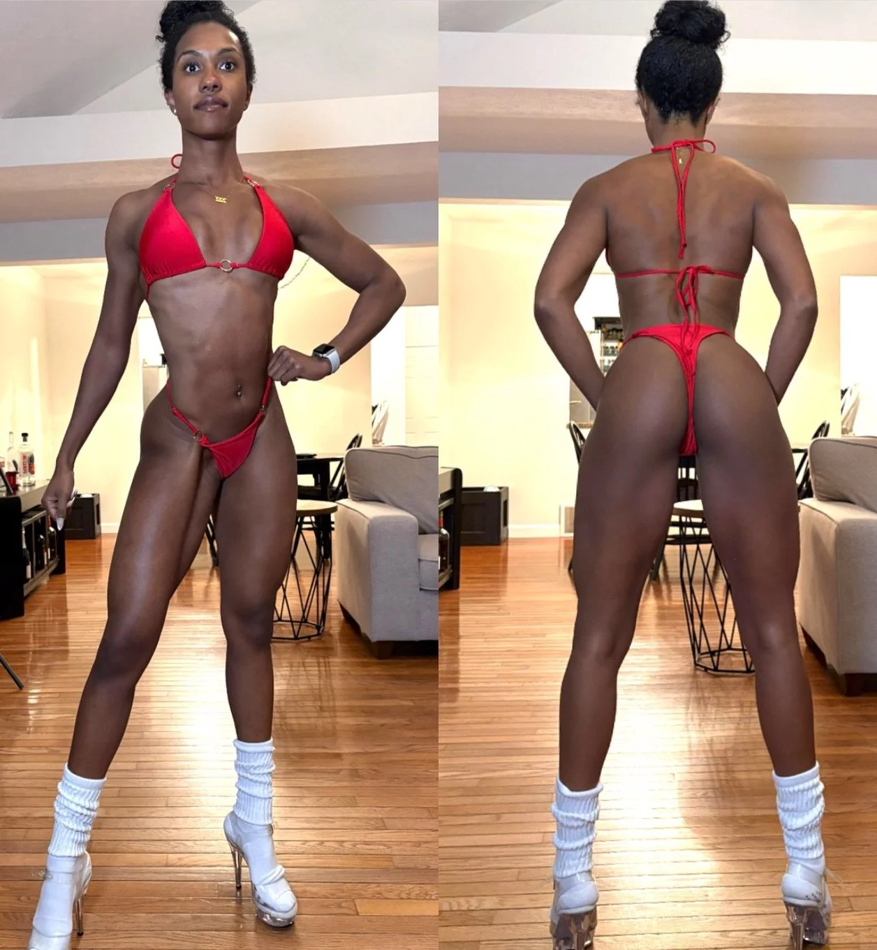 6 weeks out for @midori.a.dowdie and she is looking FIERCE.

The shape police are coming for this one😬

We&rsquo;re finally in a good groove post vacation seeing a nice 4# drop this week!

@rachoberry 
@ultraflex_gym_saugus 
@npc_ri_championships