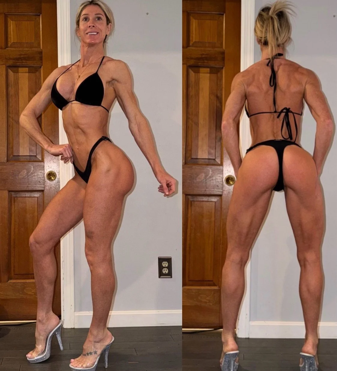 The best @stephydip to date as promised 😃

I&rsquo;d say we cleaned up nicely since November, -30# later!

12 days until we kick things off for the season! 💃💃

@npc_northeast 
@ultraflex_gym_saugus