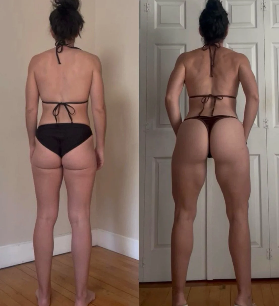 6 months of natural growth for @amanda_leigh_h !

The craziest part is she&rsquo;s the SAME WEIGHT in both photos!

We did a solid dieting phase hitting our lowest weight of 128# and then reversed while cranking up intensity for her training.

Curren