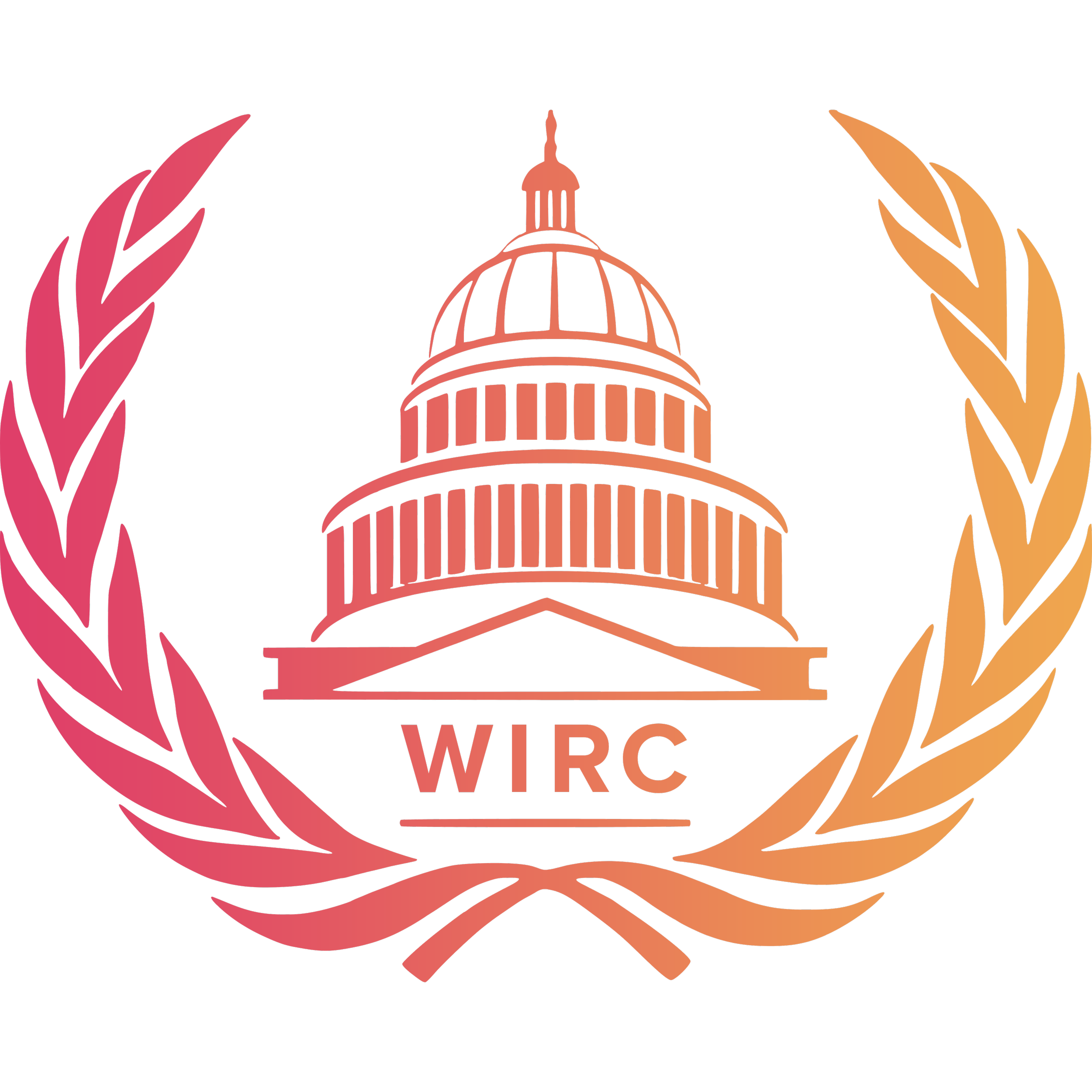 Illustration of the U.S. Capitol dome surrounded by stylized pink and orange leaves, with the text 'WIBG' underneath.
