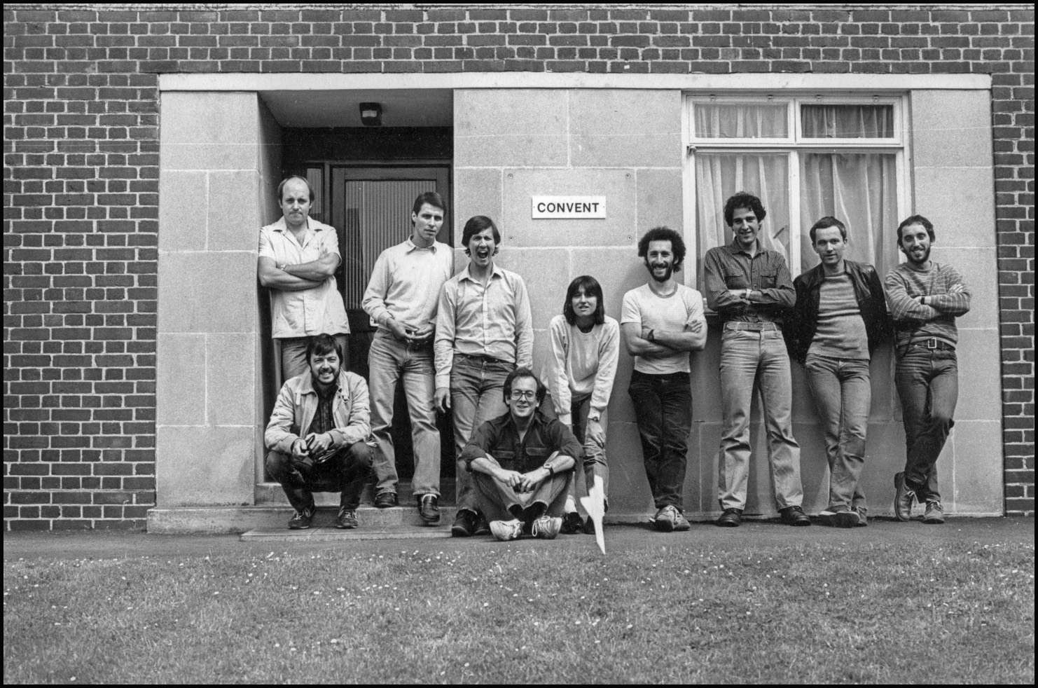 Network’s founding members and staff on a retreat, September 1982. Left to right, Barry Lewis, Chris Davies, Laurie Sparham, John Sturrock, Judah Passow, Sue Trangmar (Picture Editor) Mike Abrahams, Mike Goldwater, Martin Slavin (Managing Editor) and Steve Benbow.