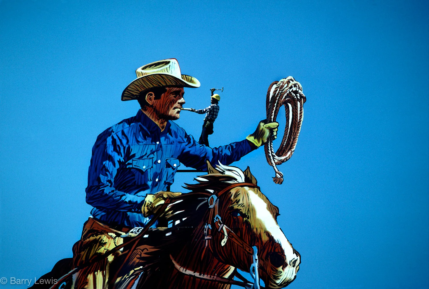 Marlboro Man billboard on Sunset Bvd, LA 1983.
During the hugely successful campaign, lasting 50 years, five of the cowboy models died of smoking-related diseases.