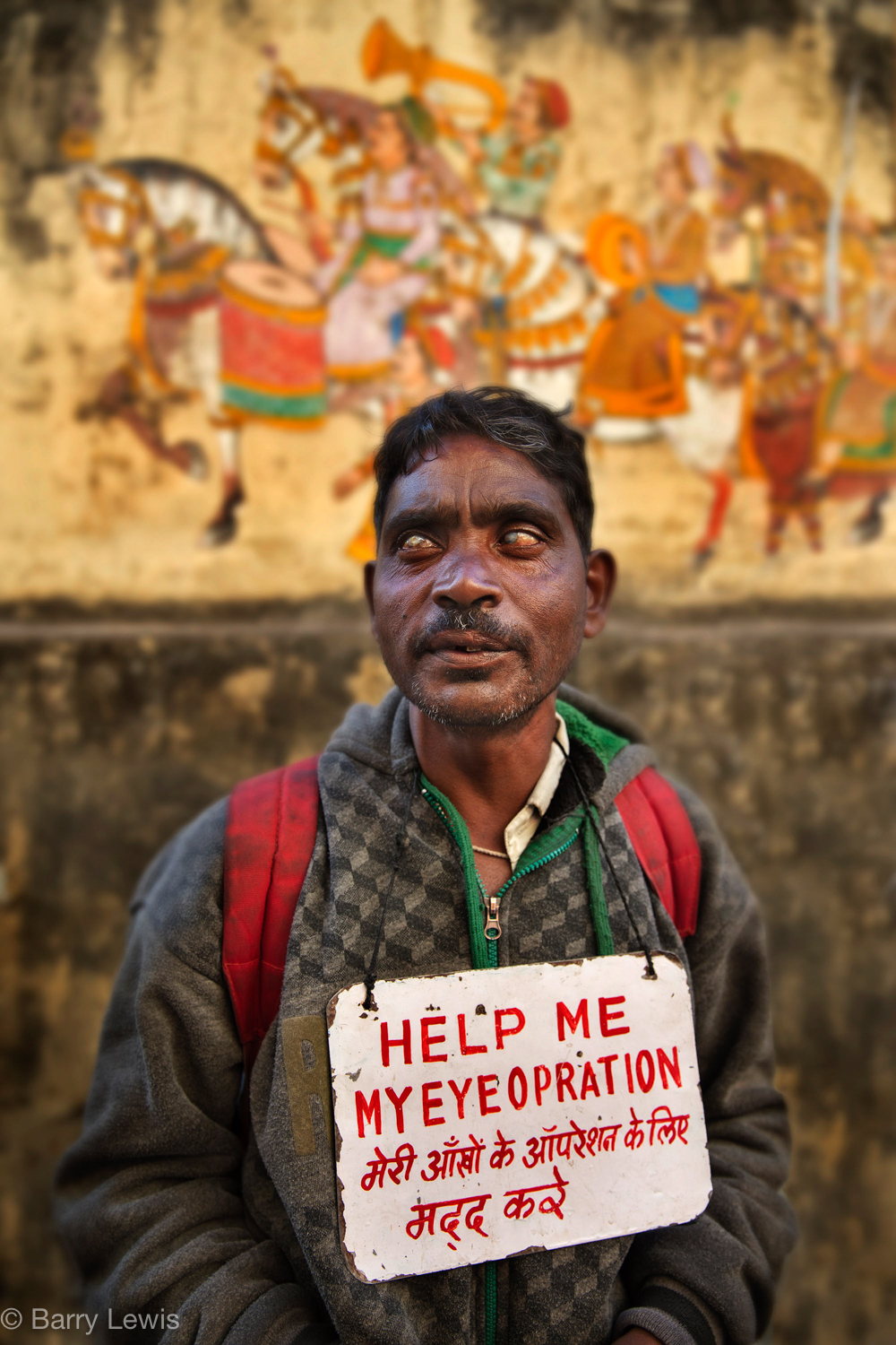  Blind man, raising money for an operation, Udaipur, India, 2018 