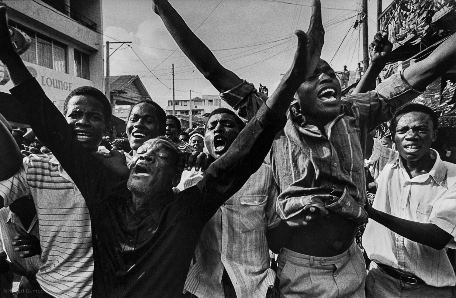  Haiti, 1990:  Aristide supports march in downtown Port au Prince 