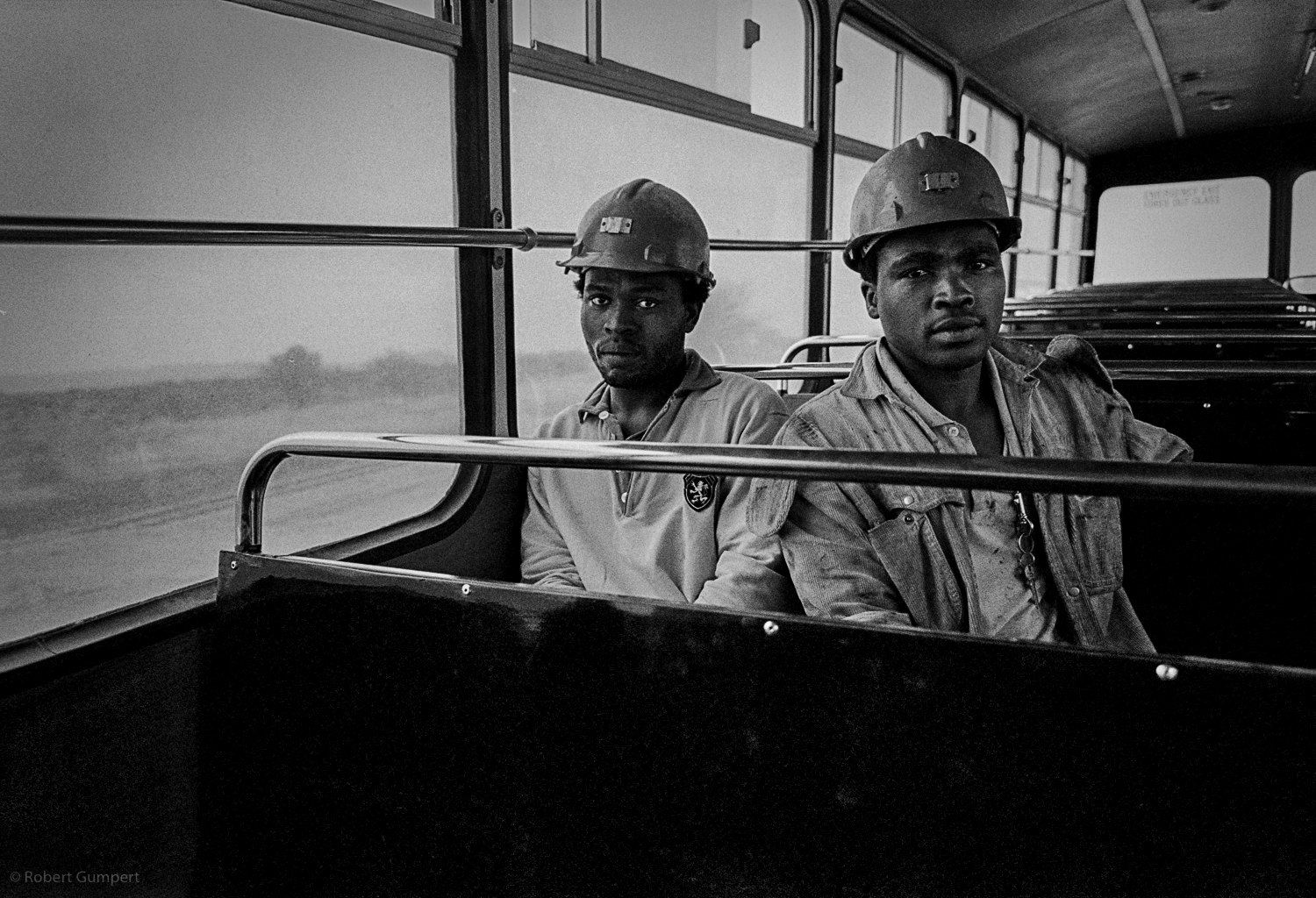  1991: Miners on their way to work.  South Africa BOP, South Africa, the "homeland" Bophuthatswana Copyright Robert Gumpert 