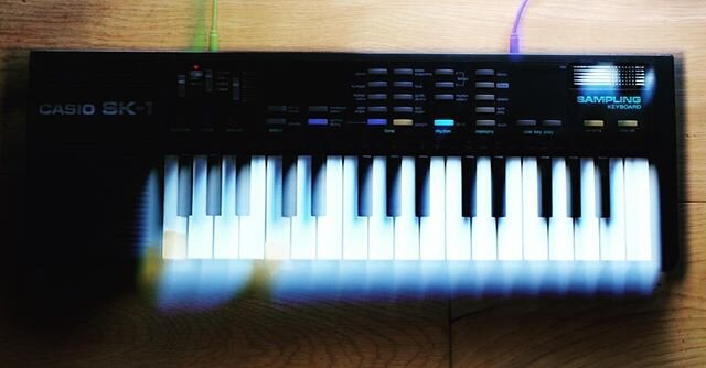 Today I found a photo of my Sk-1. Must try and get this fixed! It randomly switches itself off, usually when I&rsquo;ve just looped a nice sample and put tape on the keys. must be something loose somewhere.
.
.
.
.
.
.
.
#ambientmusic &nbsp;#soundsca