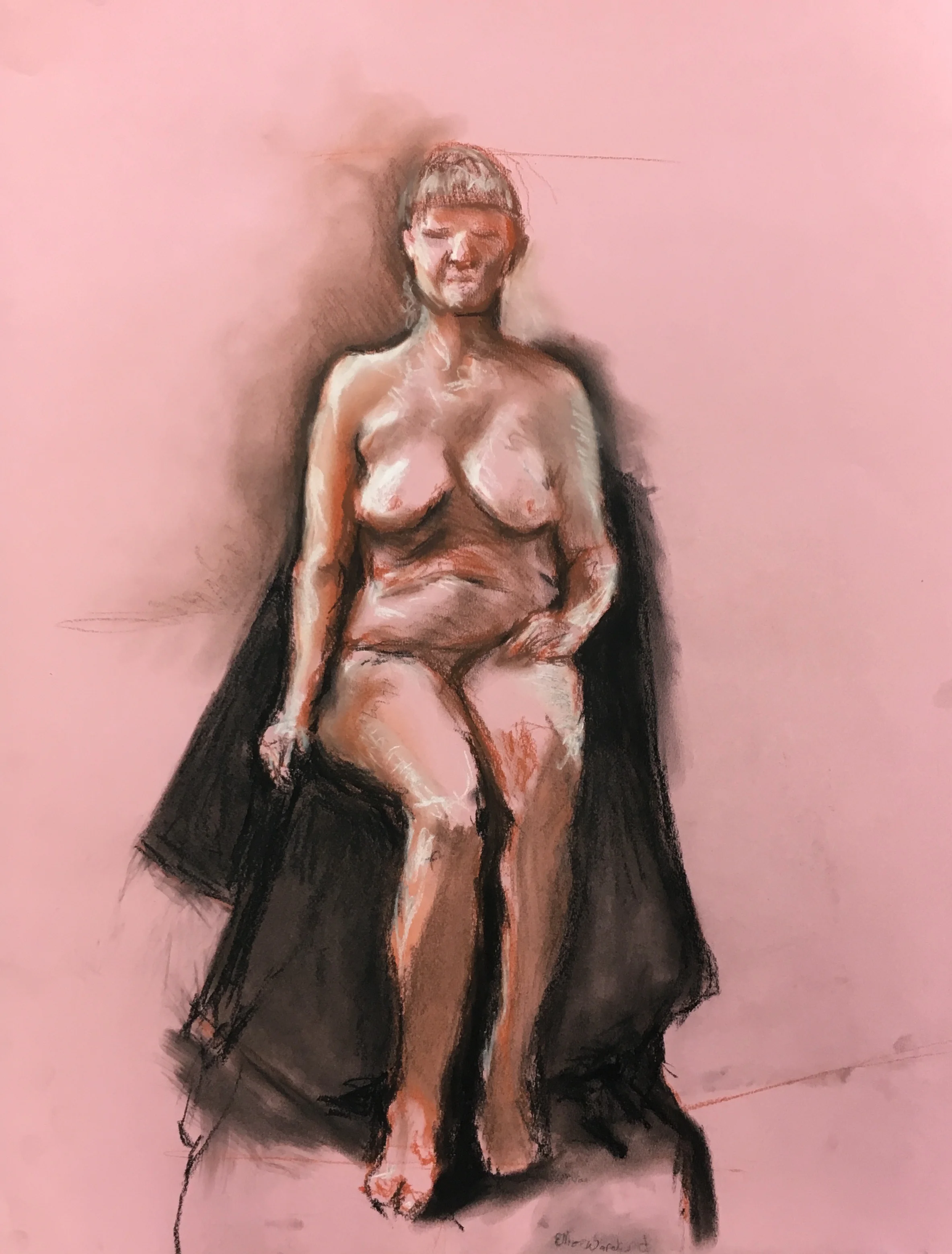nude, 2017 conté crayon and charcoal on colored paper