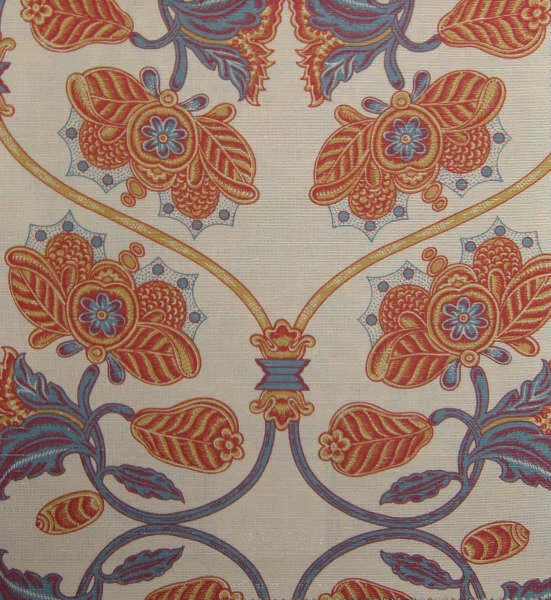 CARLTON LINEN BLUE OCHRE RED