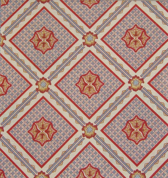 HAMPTON LINEN BLUE OCHRE RED