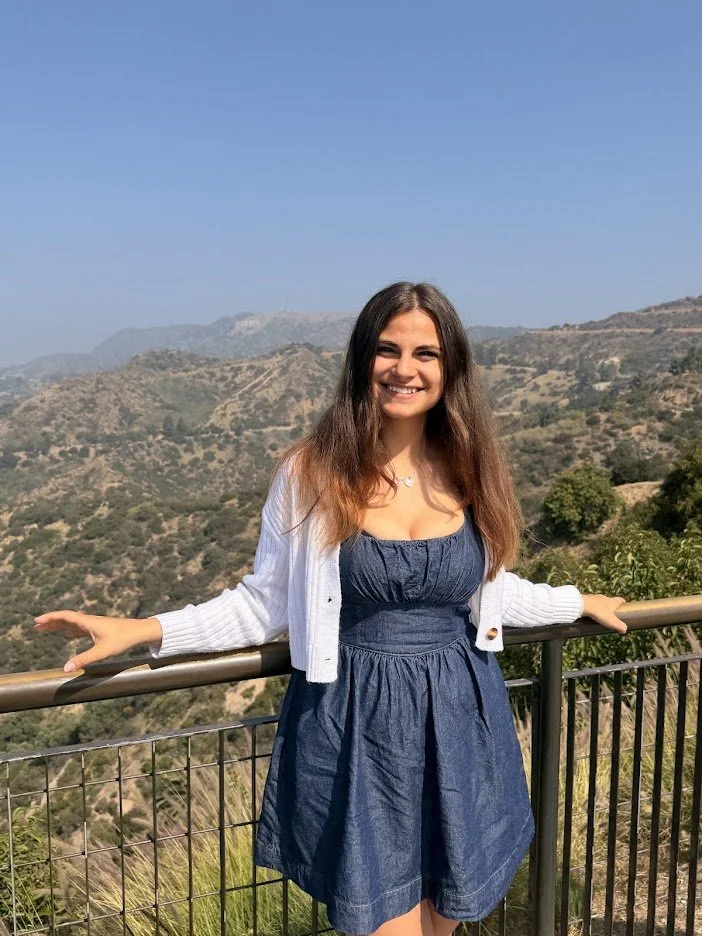 Student overlooking the Hollywood Hills