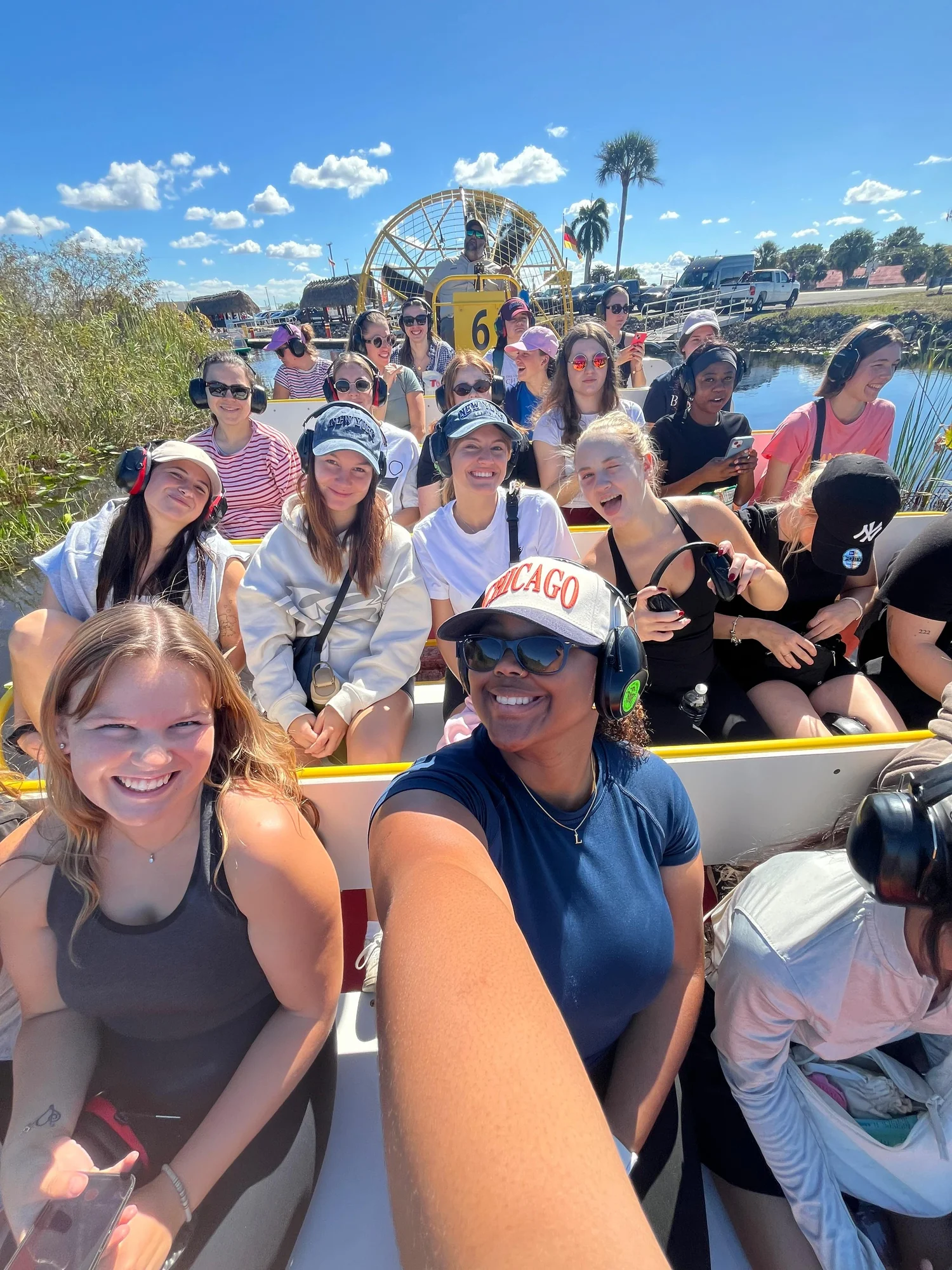 Au pairs on an Everglades airboat ride