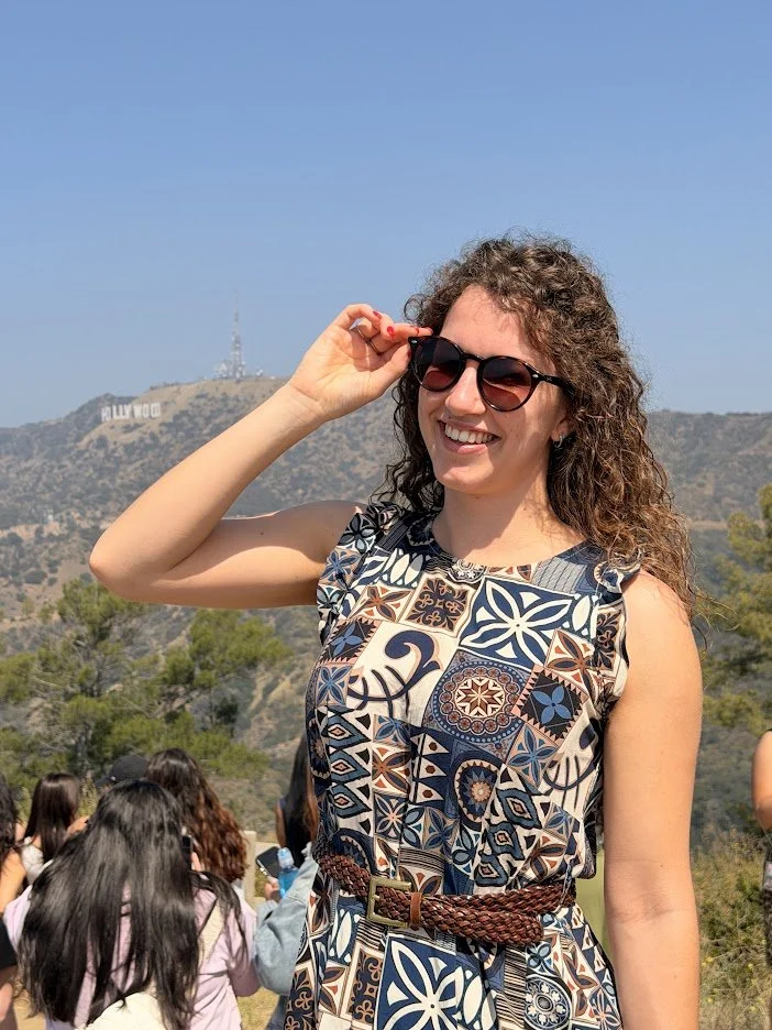 Student enjoying the Hollywood Hills viewpoint