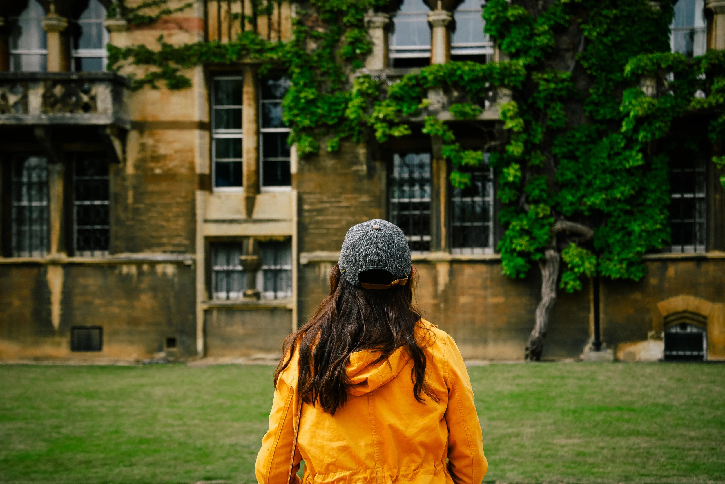 Looking at the ivy covered buildings in Oxford