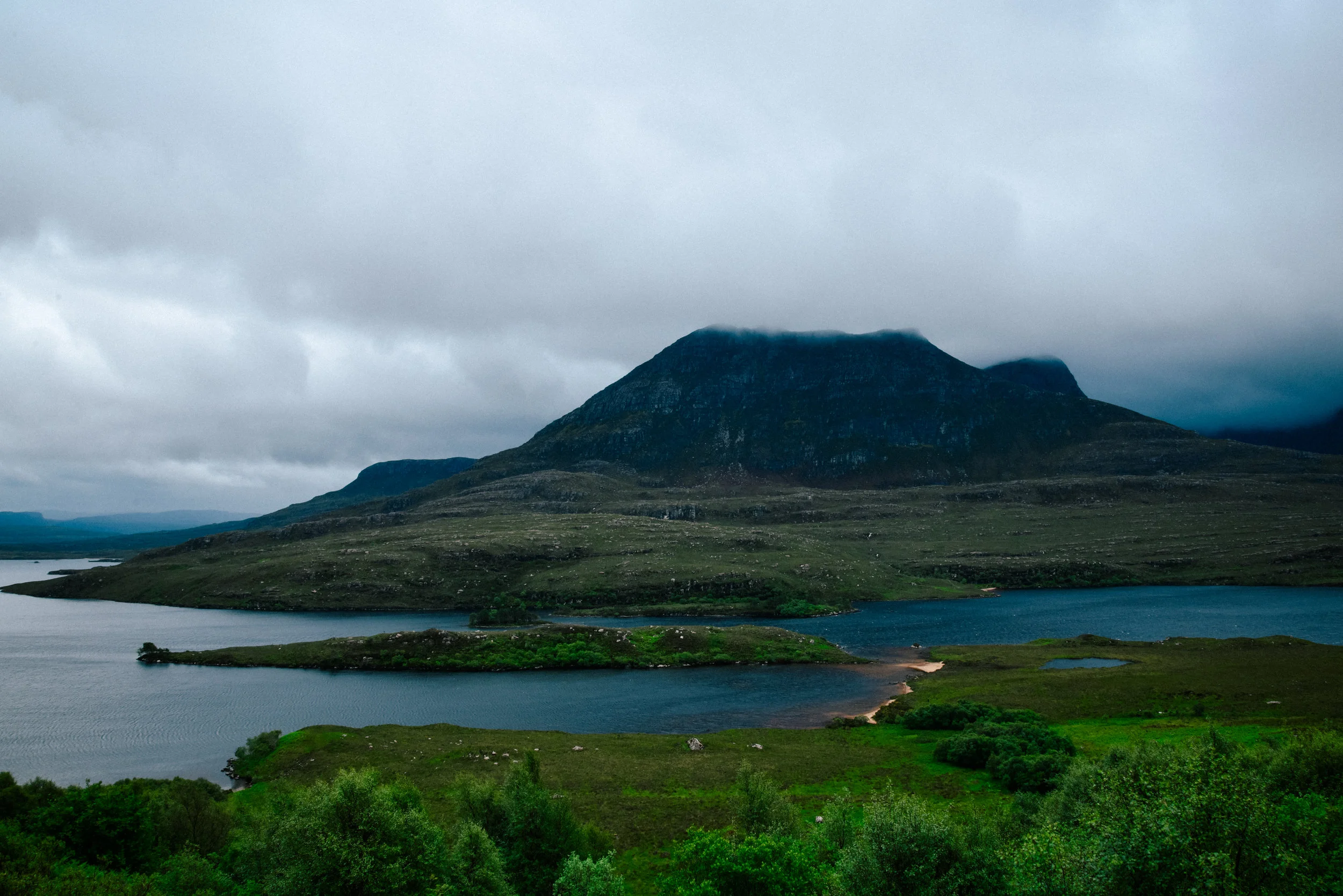 A foggy highland hike