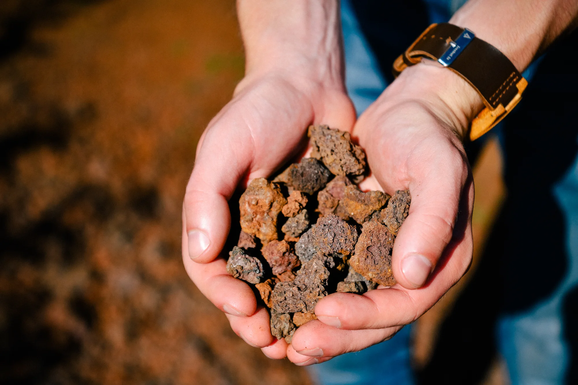 holding some of the volcanic rock