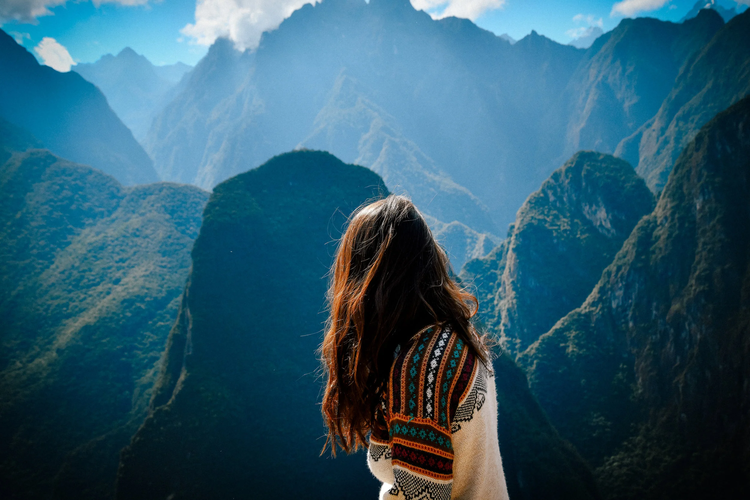 layered mountain from the top of machu picchu