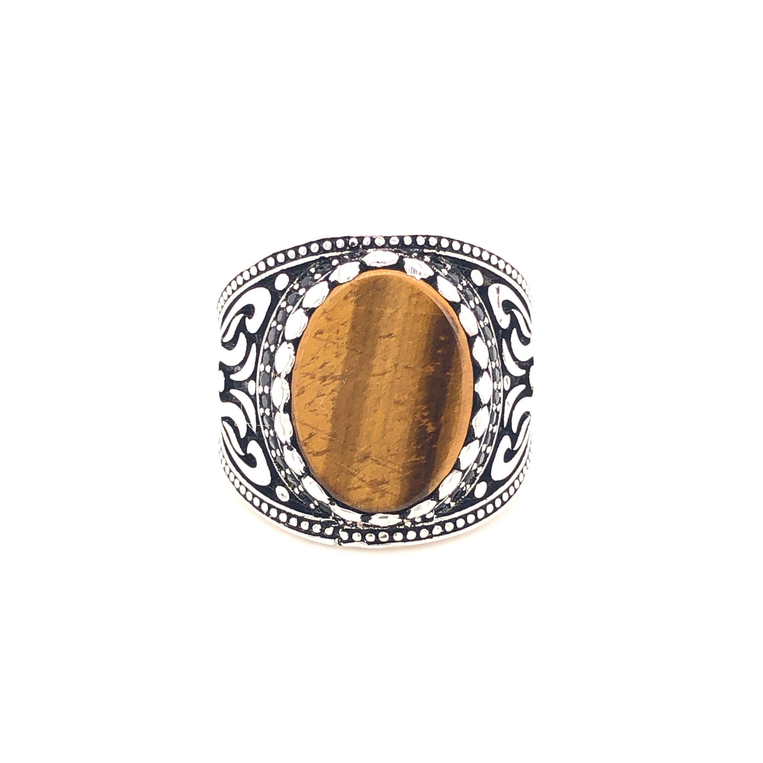 Gold Tiger's Eye Sterling Silver 925 Ring