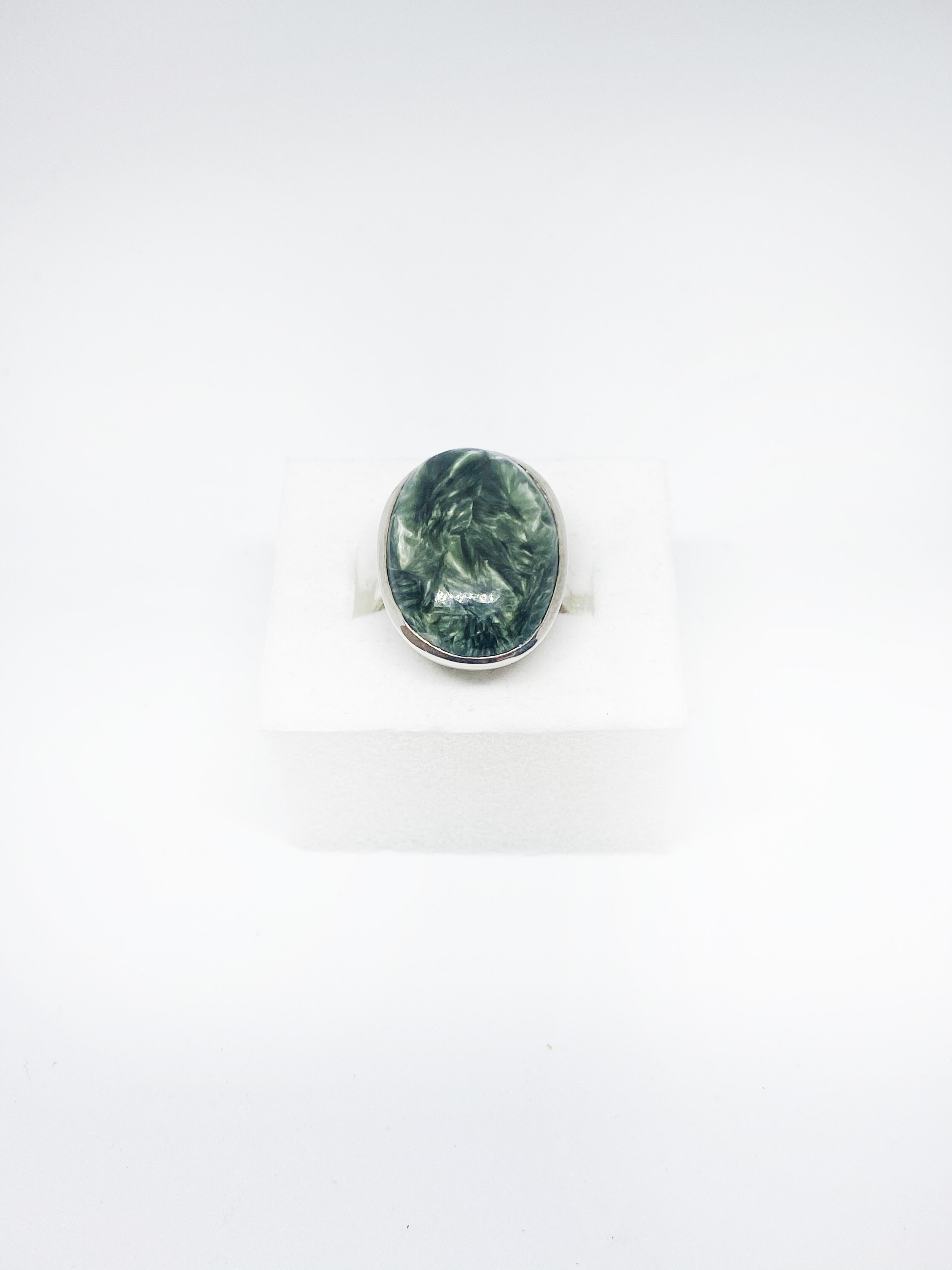 Seraphinite Sterling Silver Ring Size 8
