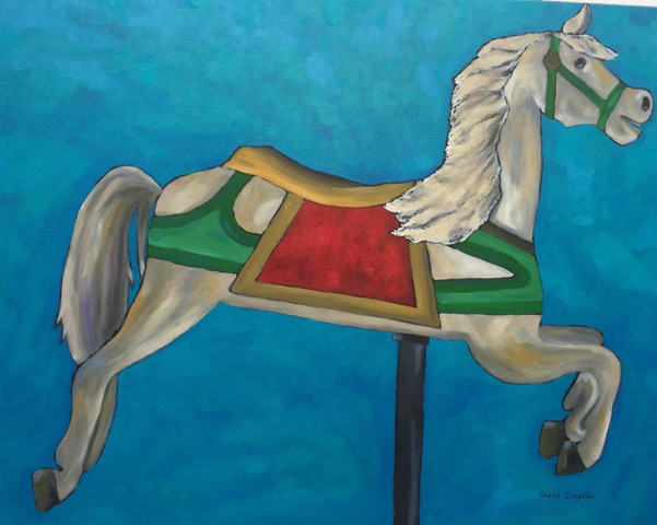 30'' w x 24'' h / Carousel horse / oil