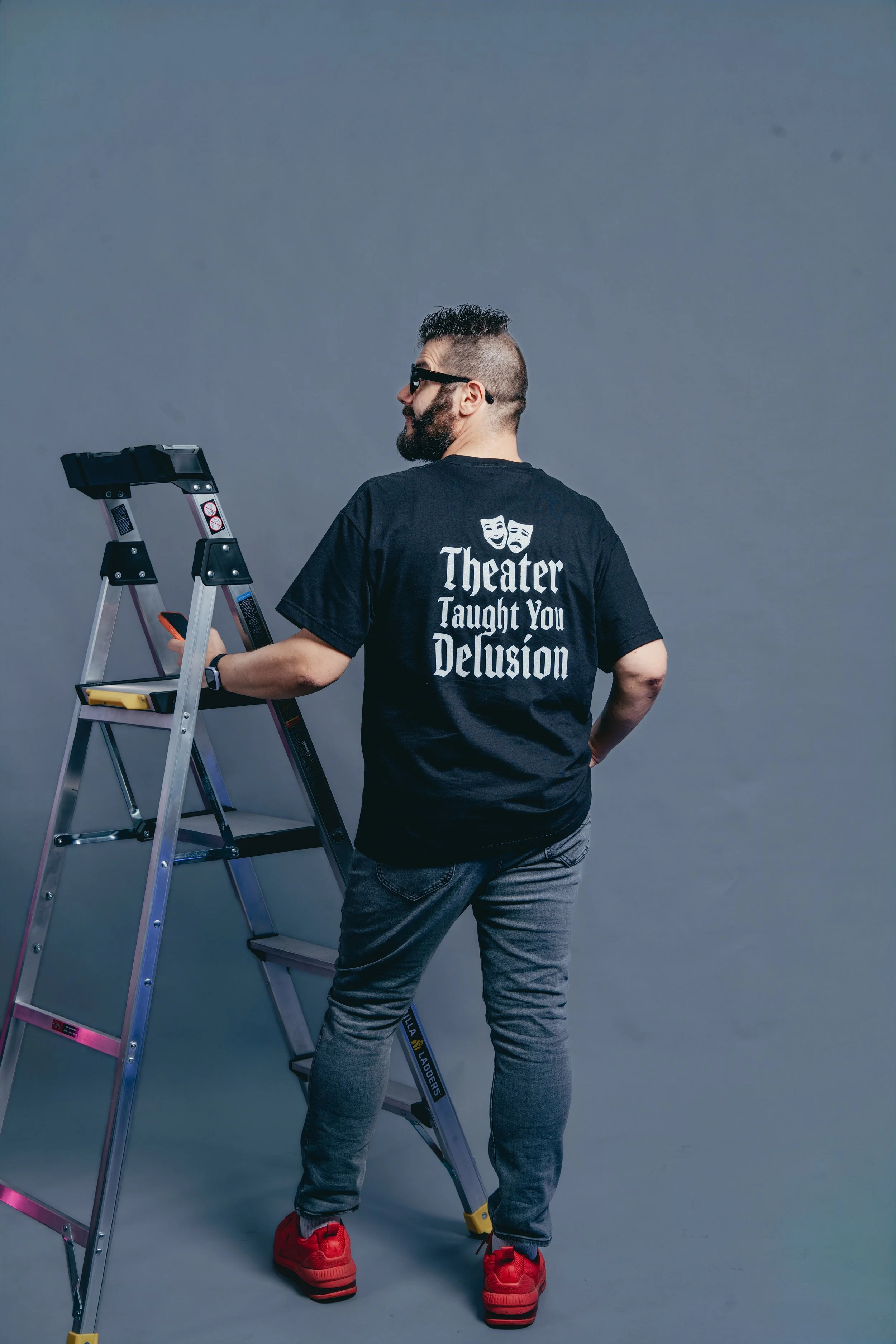 Theater Taught You Delusion — Funny Theater Tee | Black Unisex T-Shirt - Front or back