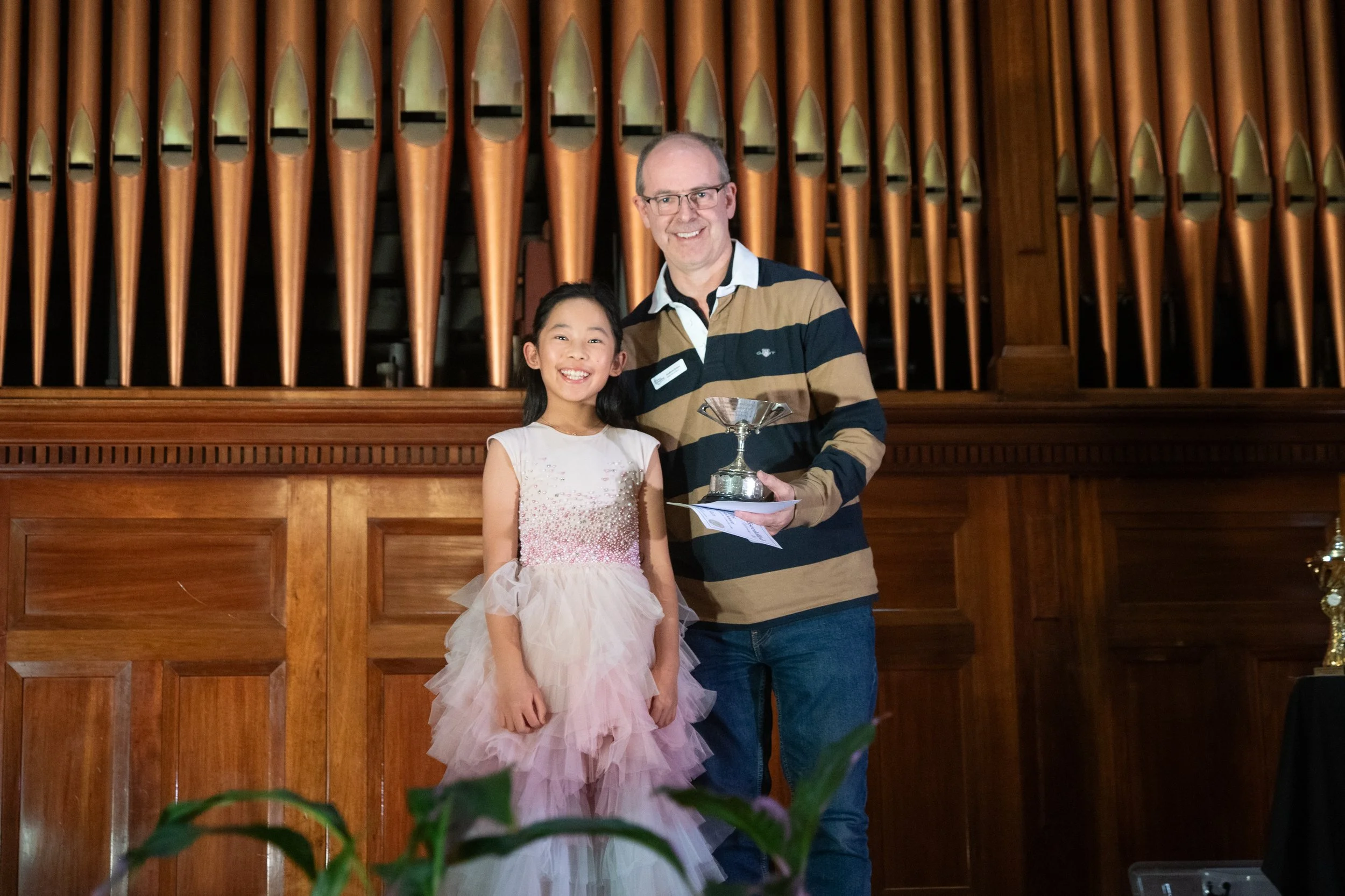 Lady Cross Trophy (Junior) &amp;  Petr Diviš Award winner, Yifei Shan with Senior Vice President, Andrew Johns.
