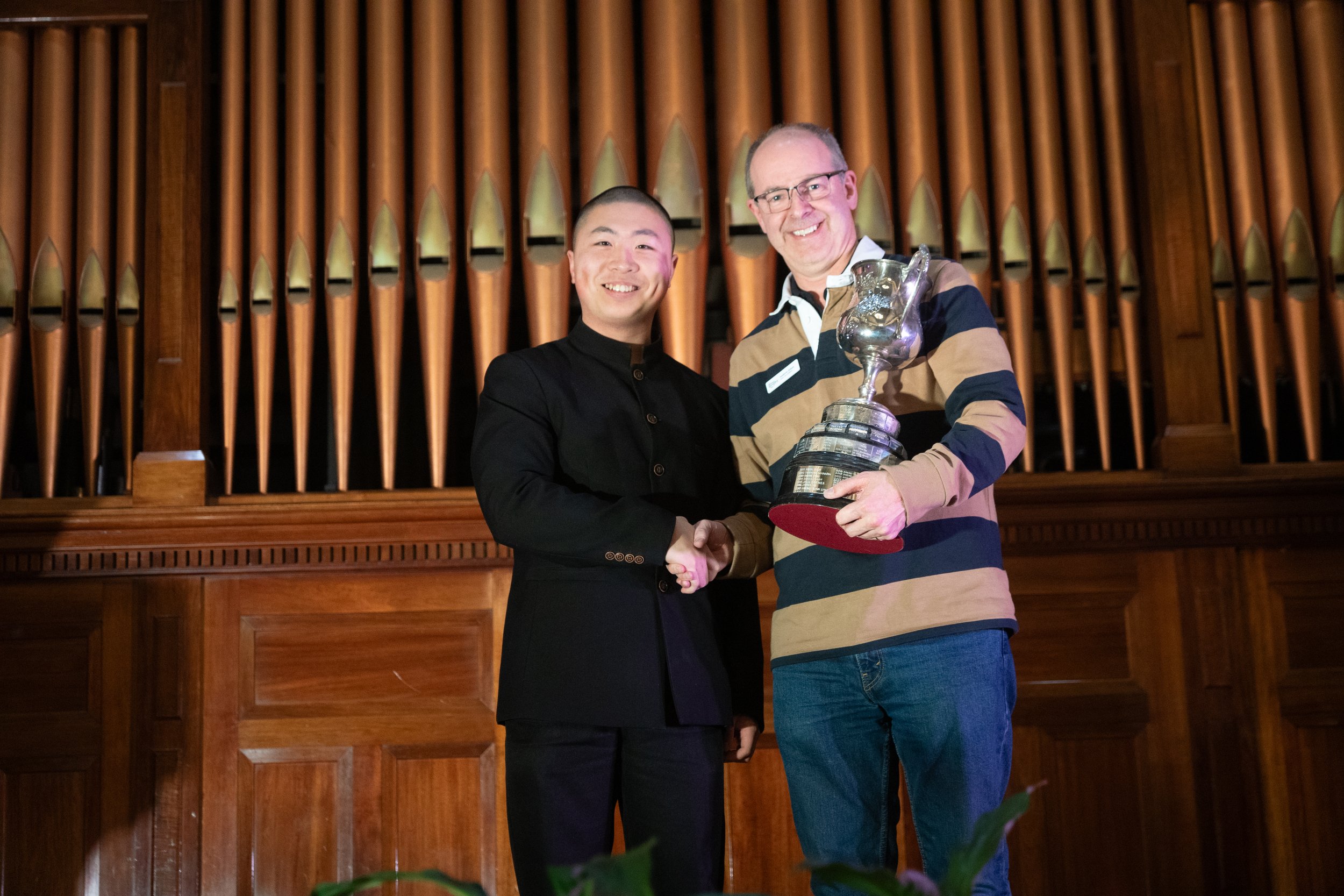 The Bloomfield &amp; Associates Open Pianoforte Recital Award winner, Sheng-Yuan Lynch with Senior Vice President, Andrew Johns.