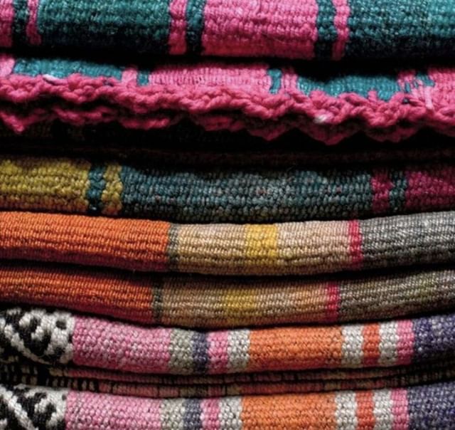 For #tbt we're into these vintage, vegetable dyed, hand woven mantas (or aguayos, or frasadas) from Argentina, Bolivia and Peru, that can be used as throws or rugs. The Aymara and Quechua people traditionally use aguayos to carry small children or it