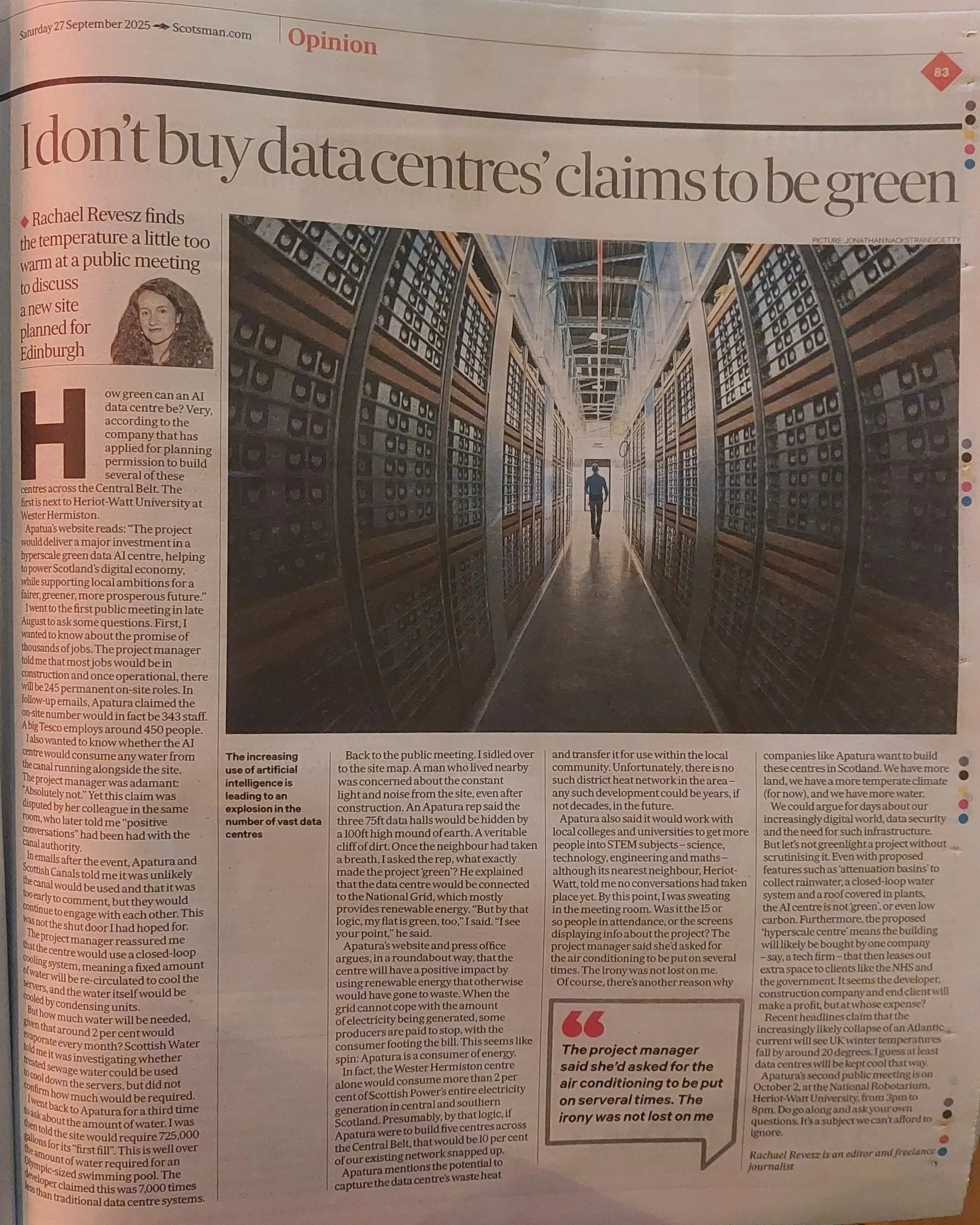 Why I'm not buying energy-hungry AI data centres’ claims to be green